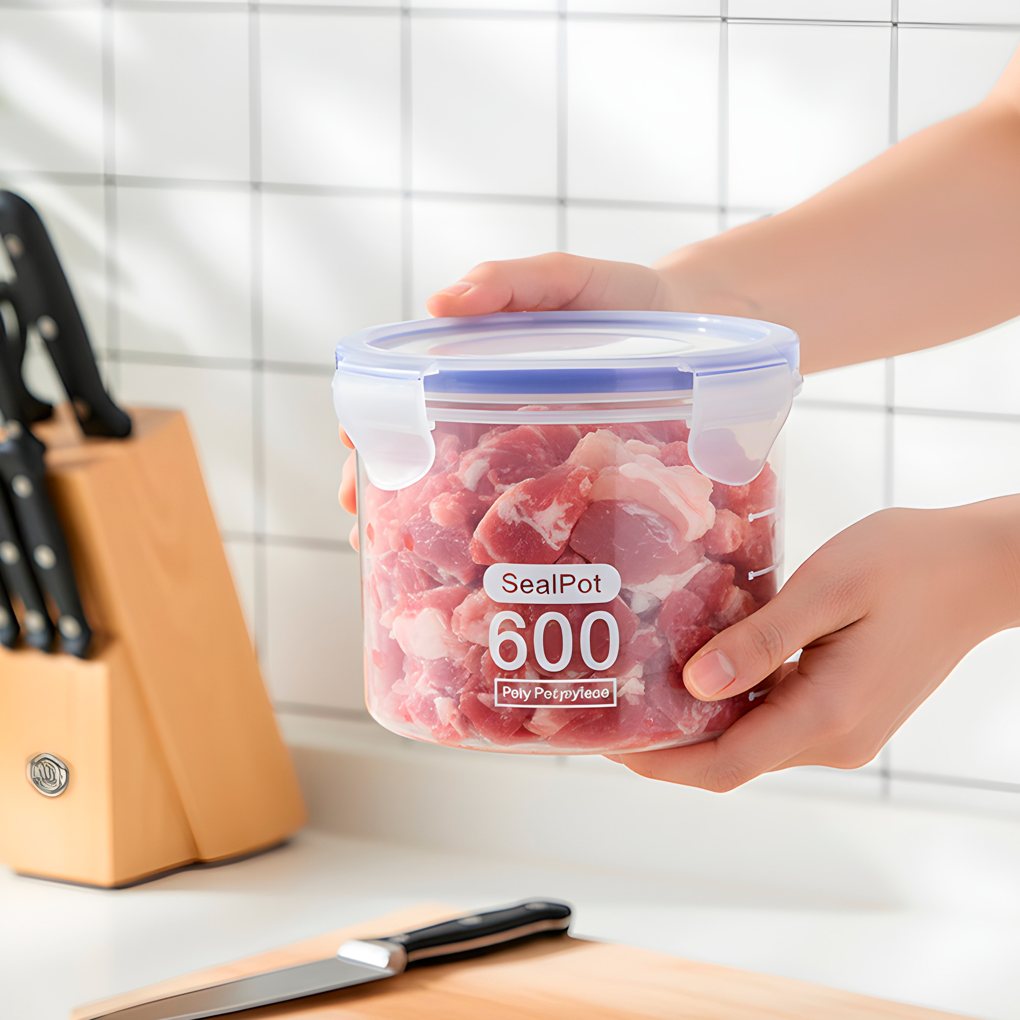 Taper sellado 600ML Plástico Almacenamiento bocadillo Snack 8