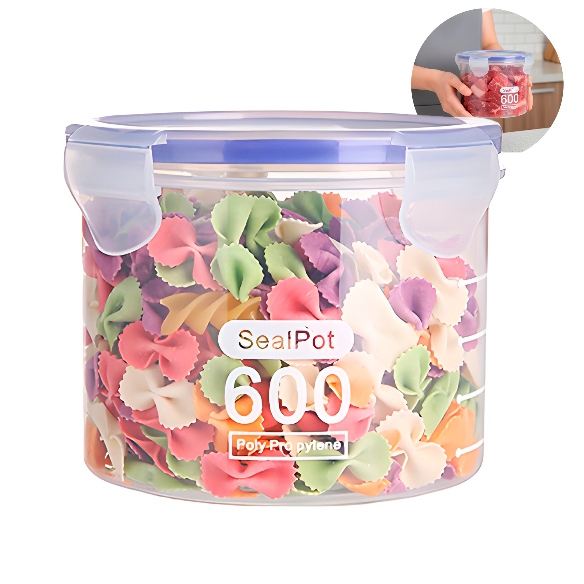 Taper sellado 600ML Plástico Almacenamiento bocadillo Snack 1