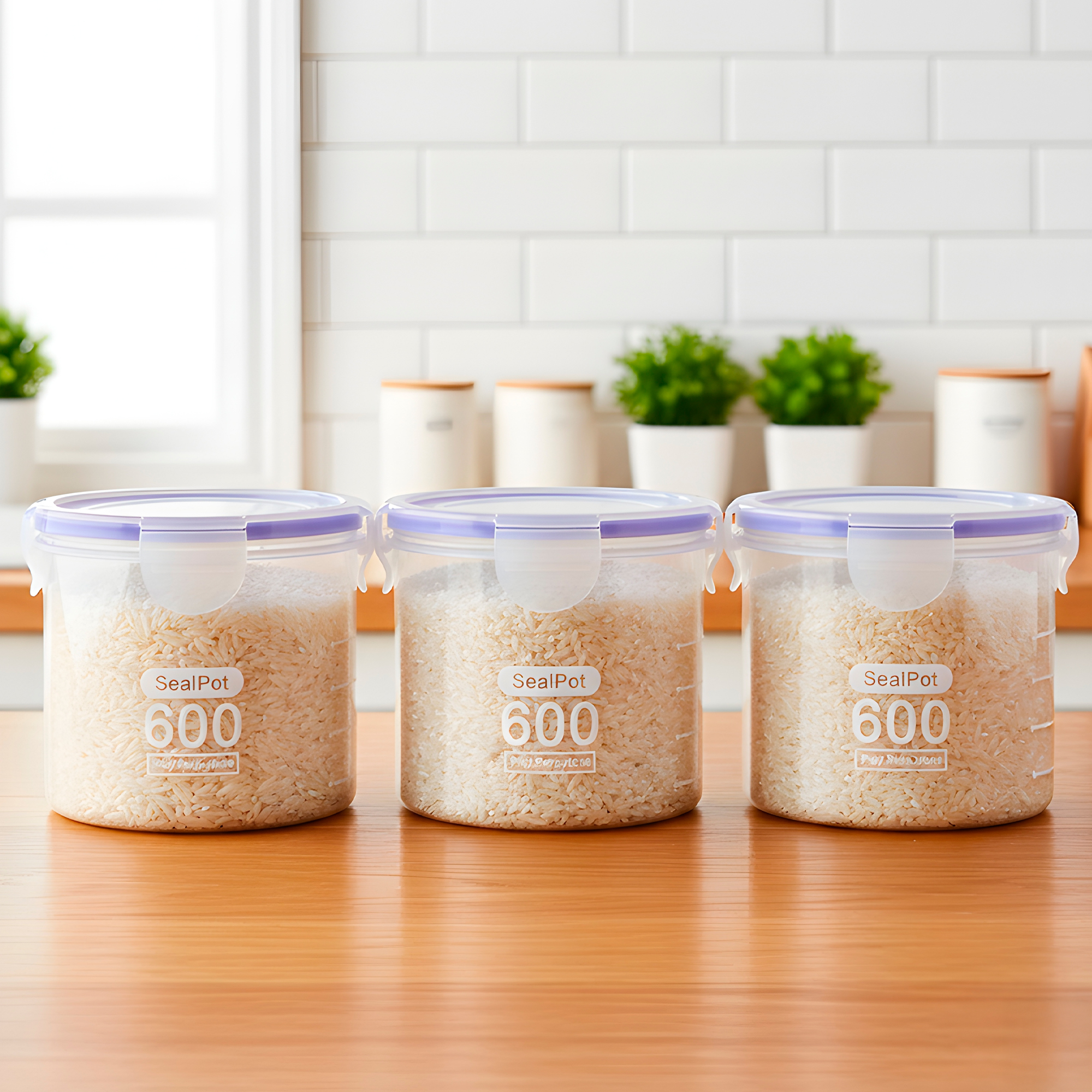 Taper sellado 600ML Plástico Almacenamiento bocadillo Snack 6