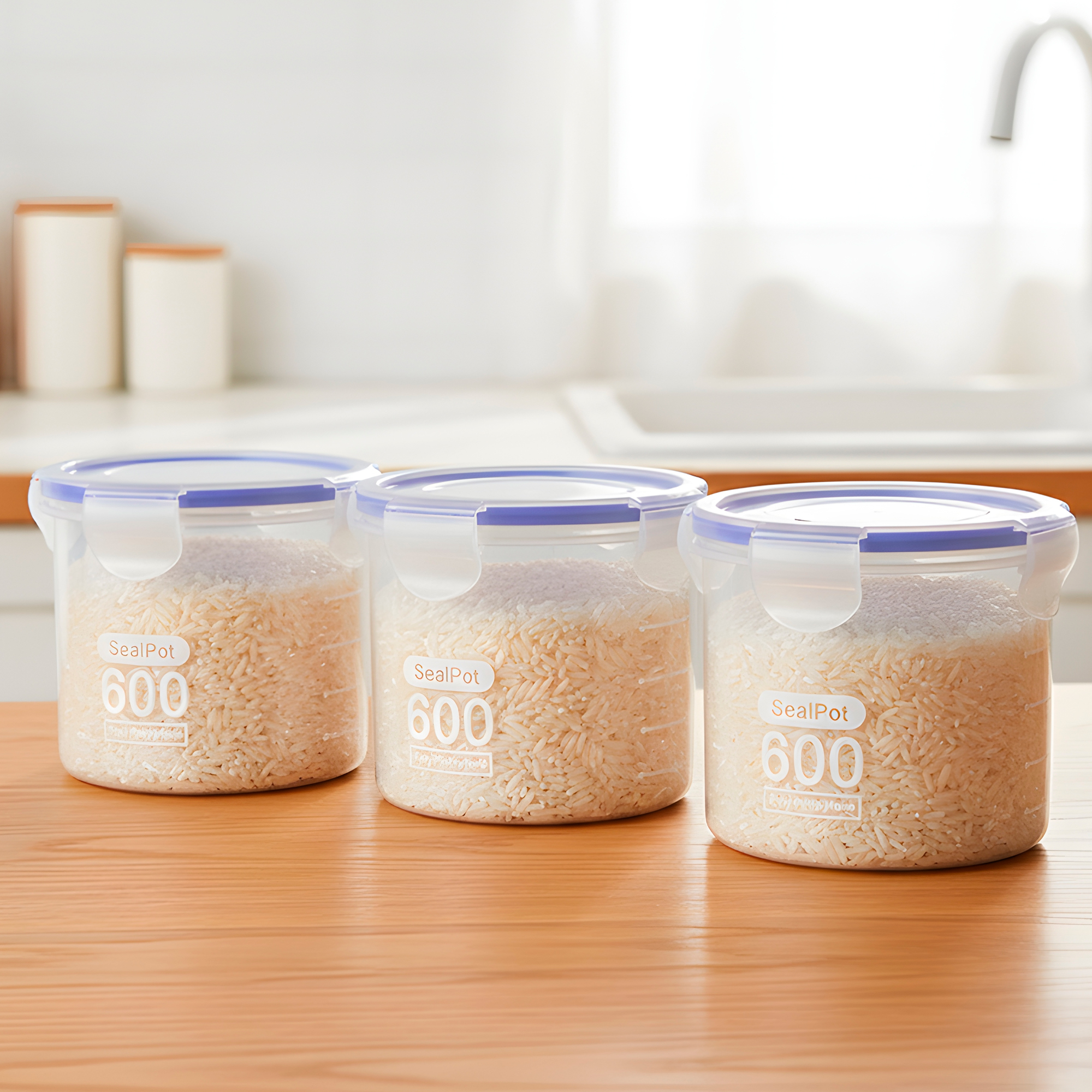 Taper sellado 600ML Plástico Almacenamiento bocadillo Snack 7