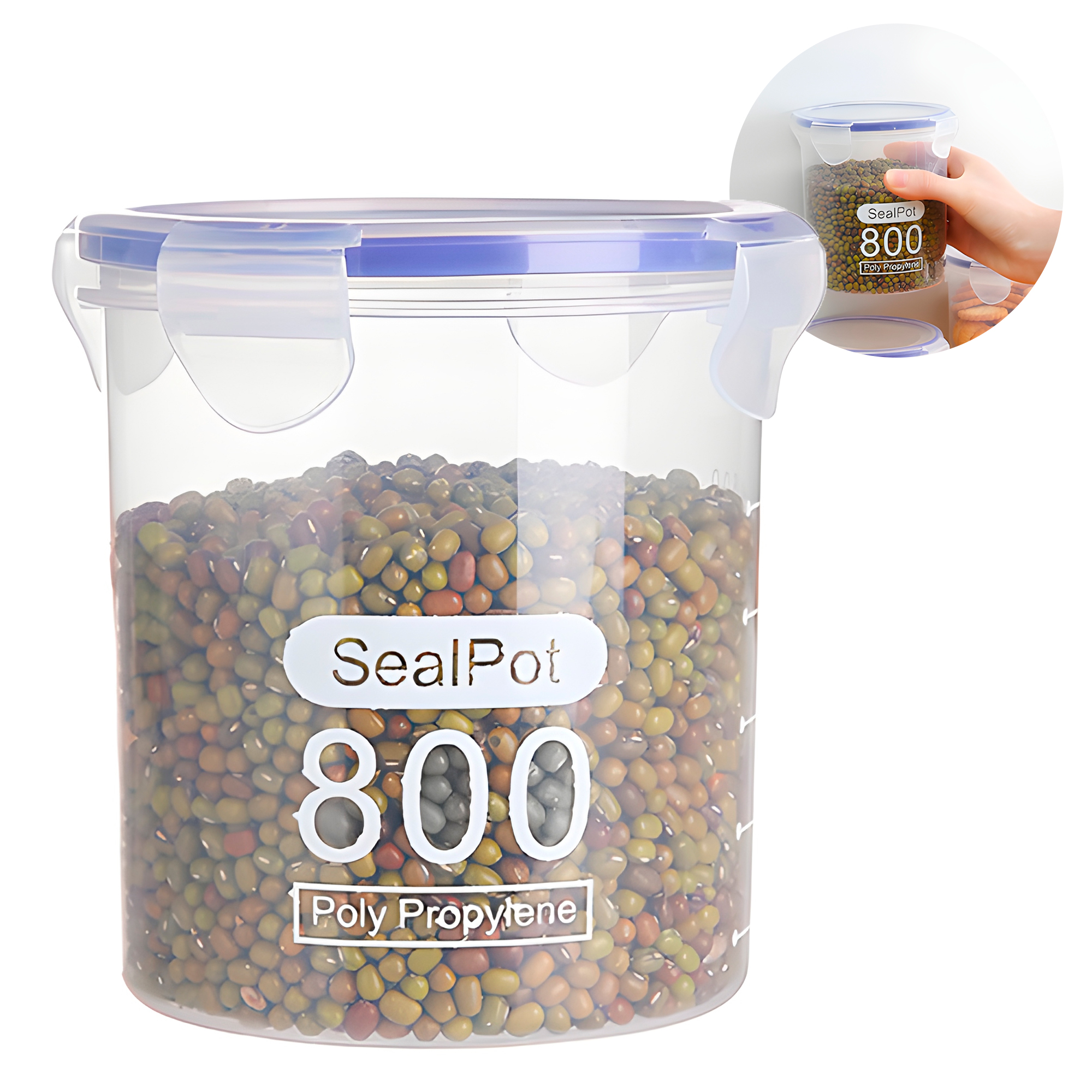 Taper sellado 800ML Plástico Almacenamiento bocadillo Snack 1