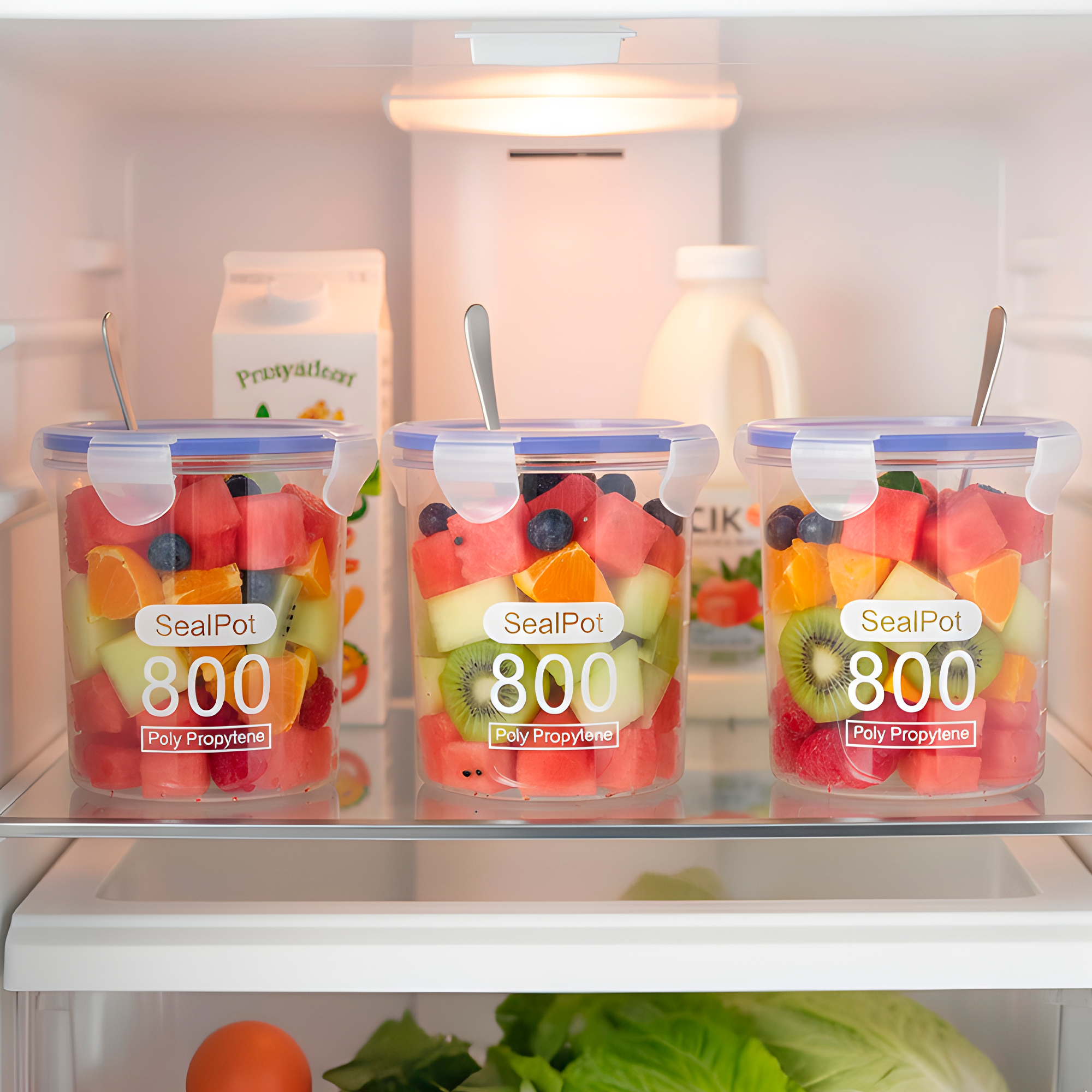 Taper sellado 800ML Plástico Almacenamiento bocadillo Snack 6