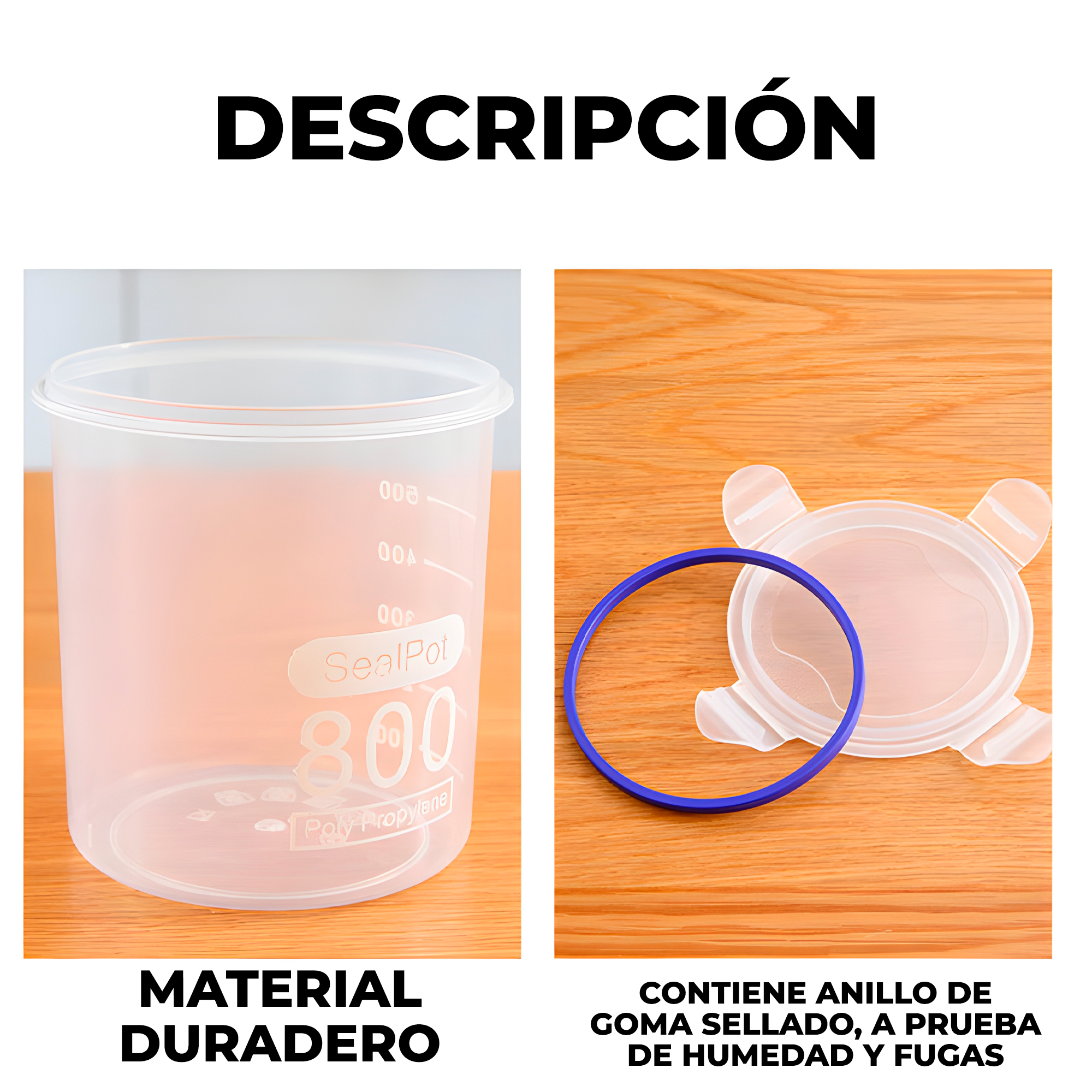 Taper sellado 800ML Plástico Almacenamiento bocadillo Snack 2