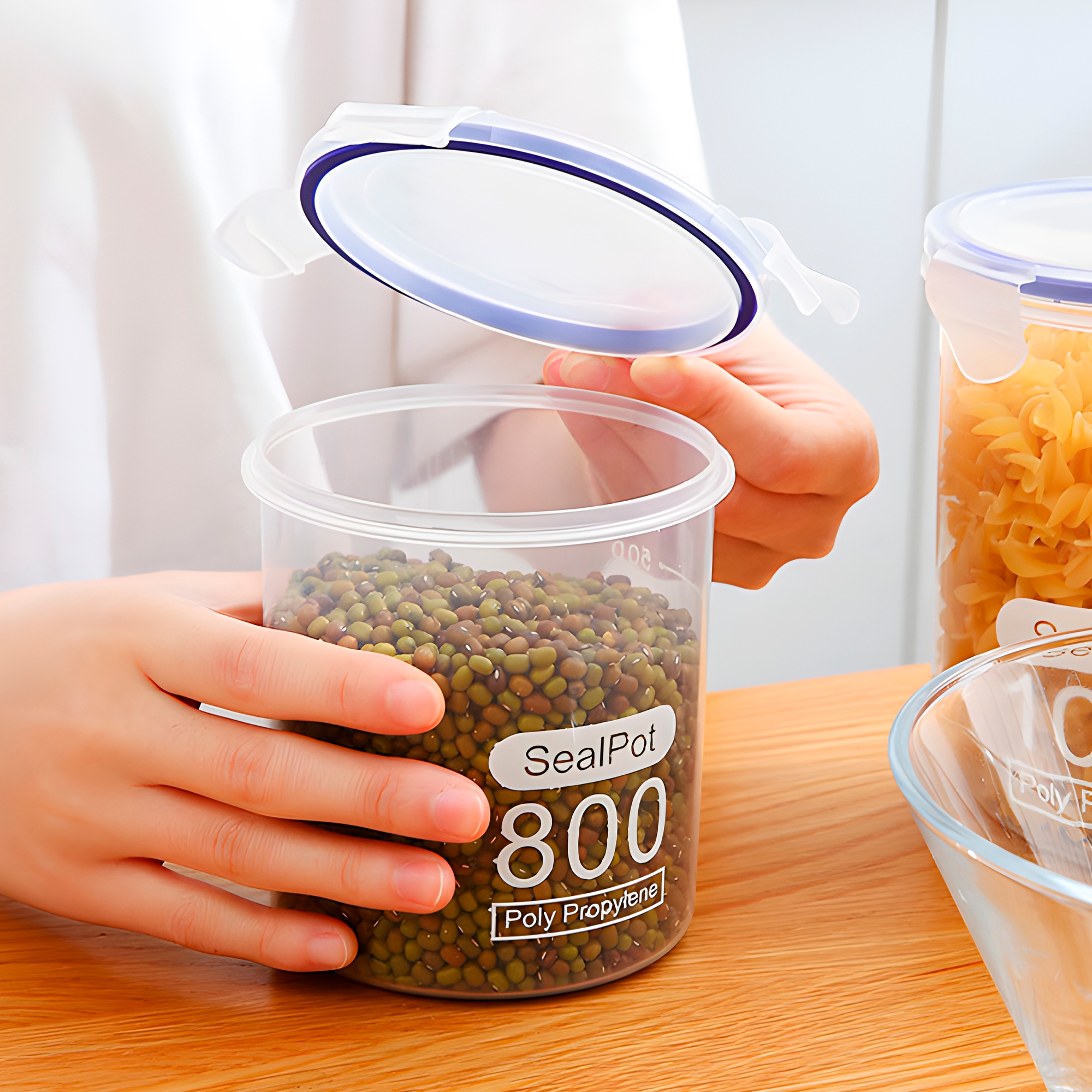 Taper sellado 800ML Plástico Almacenamiento bocadillo Snack 4