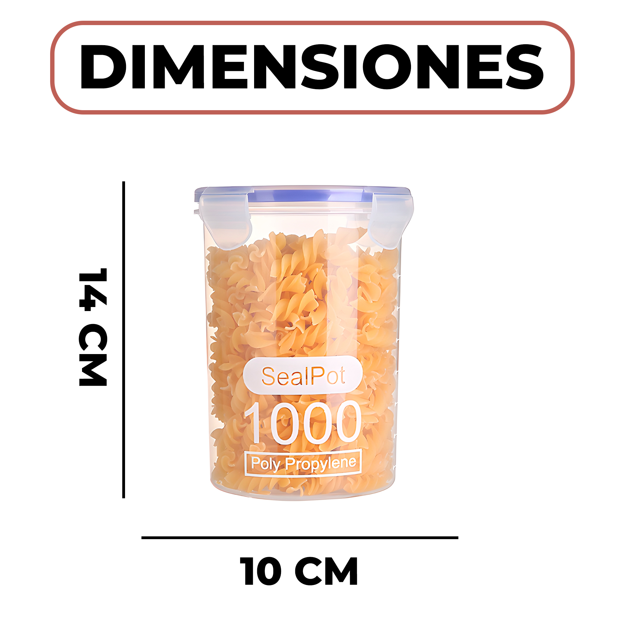Taper sellado 1000ML Plástico Almacenaje bocadillo Snack 2