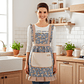 Delantal Pechera Cocina Azul Mujer Bolsillos Estampado Floral - Miniatura 12