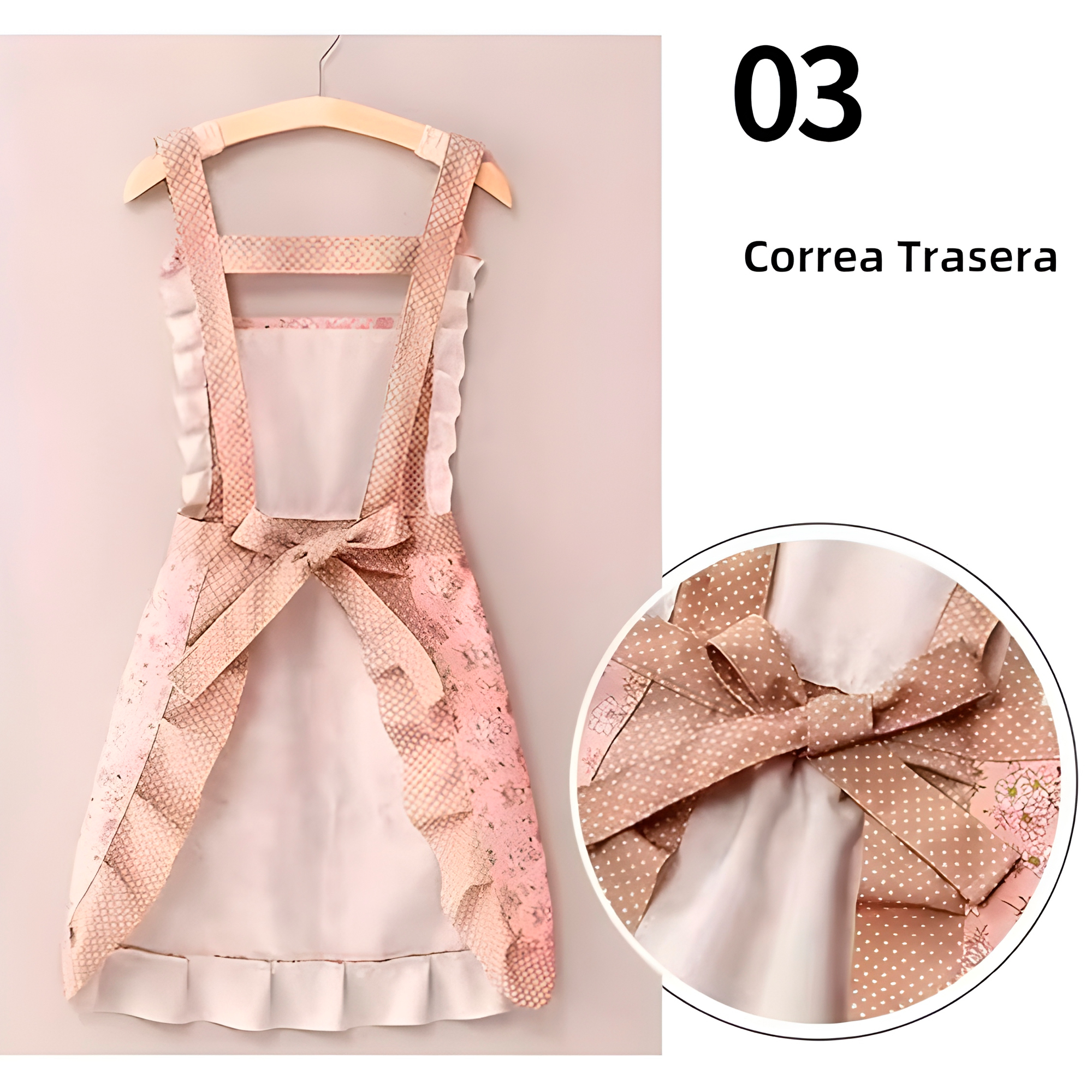 Delantal Pechera Cocina Azul Mujer Bolsillos Estampado Floral 8