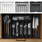 Cubertero Organizador Extensible Cubiertos Negro Cocina 8 Cajones - Miniatura 4