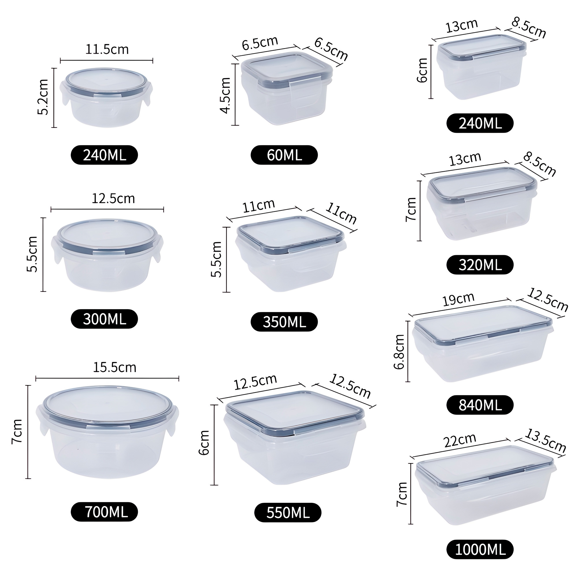 Set 24 Taper Potes Herméticos Plásticos Almacenamiento Cocina 8