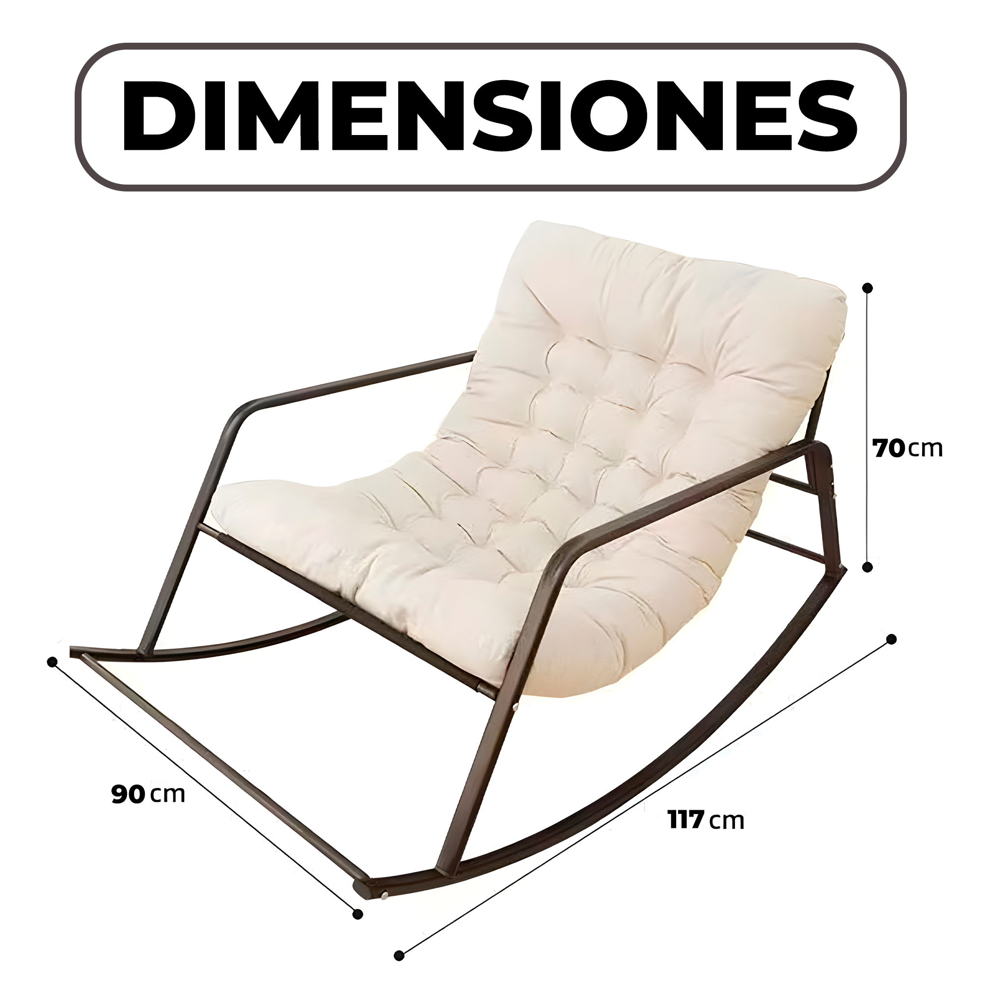 Silla Mecedora Moderna Acolchada Compacta 117 X 90 X 70 CM  4