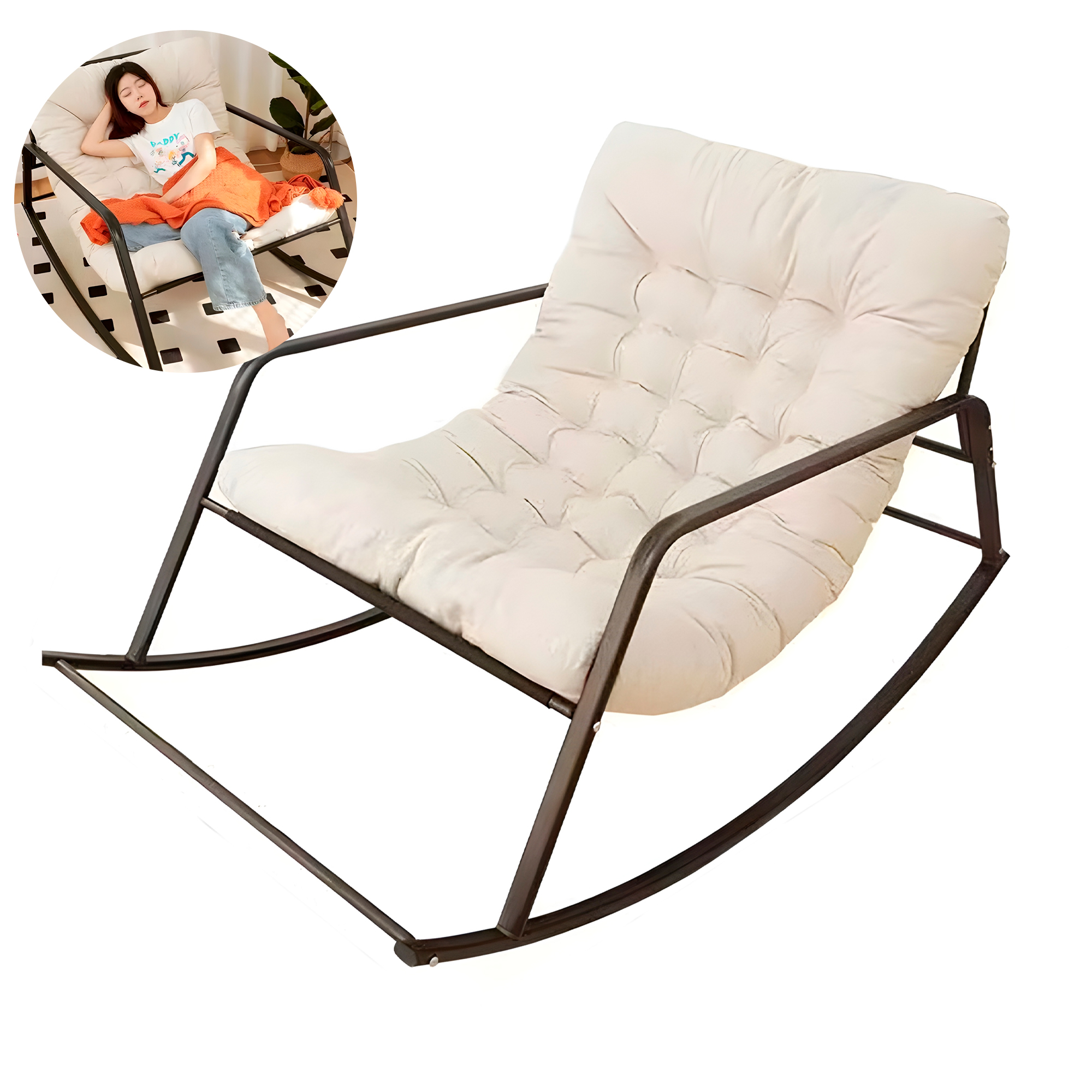 Silla Mecedora Moderna Acolchada Compacta 117 X 90 X 70 CM  8