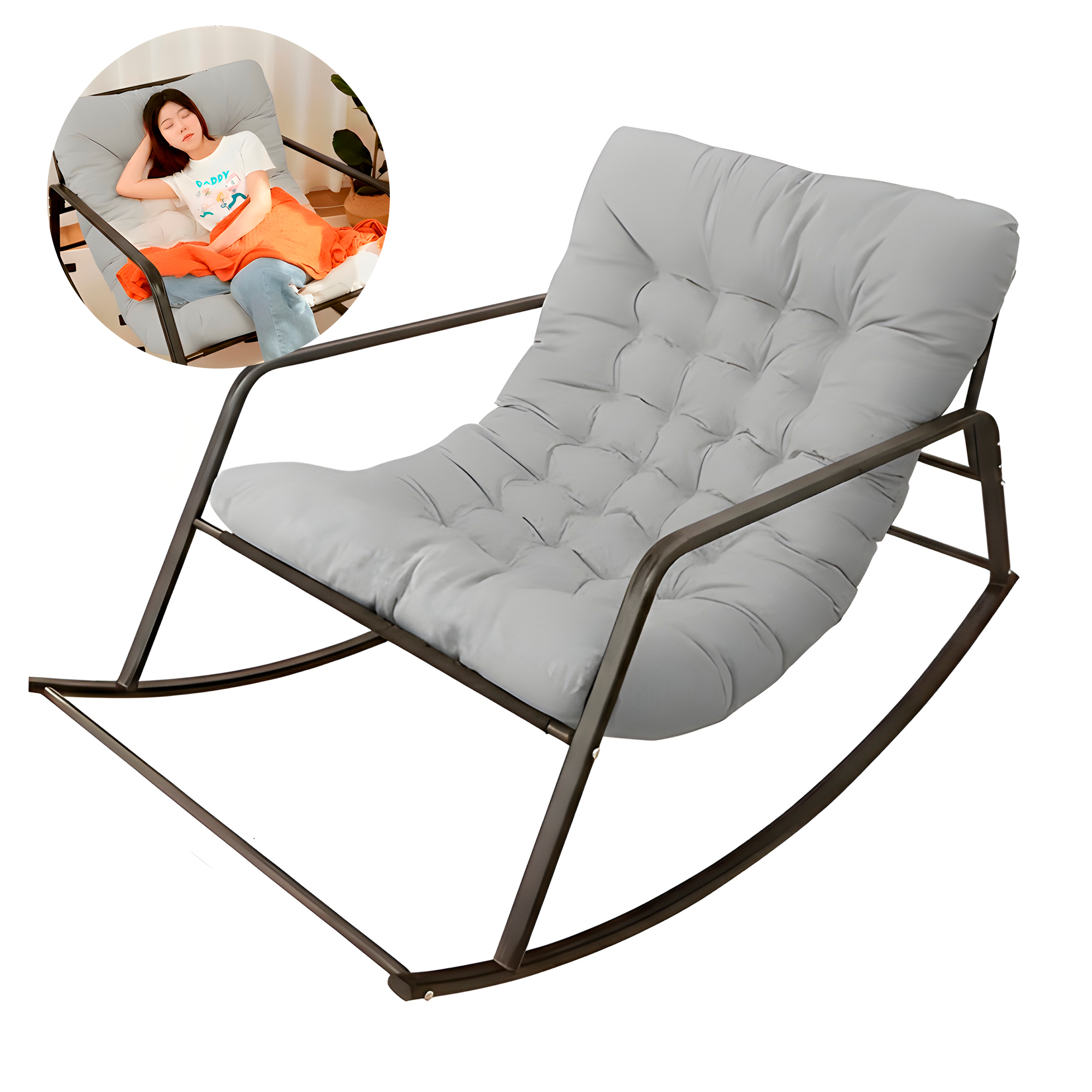 Silla Mecedora Moderna Acolchada Compacta 117 X 90 X 70 CM  12