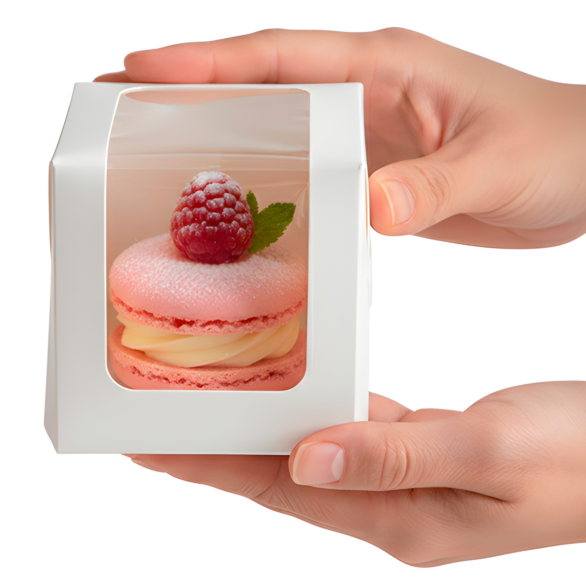 Caja Blanca Kraft Velas Dulces Tortas Cupcake Visor 8.5 X 8.5 CM 7