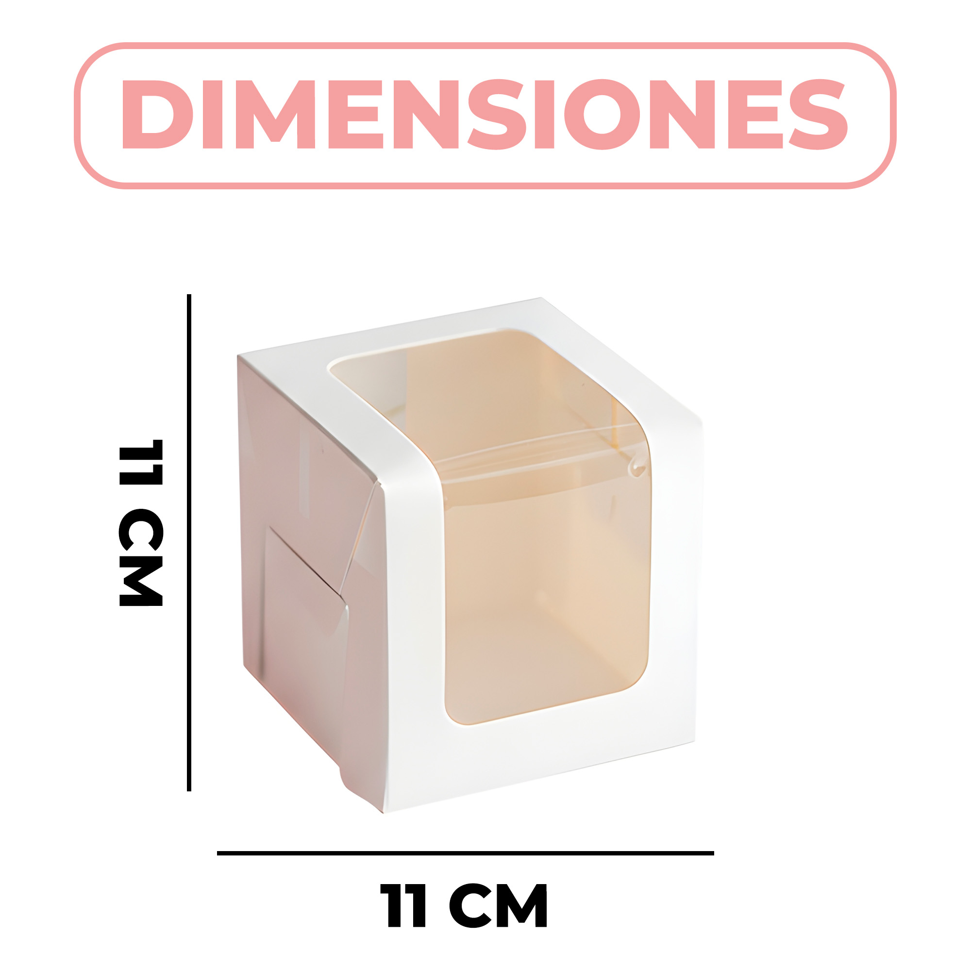 Caja Cajita Blanca Kraft Blanca Velas Dulces Tortas Cupcake Visor 11 X 11 CM 2