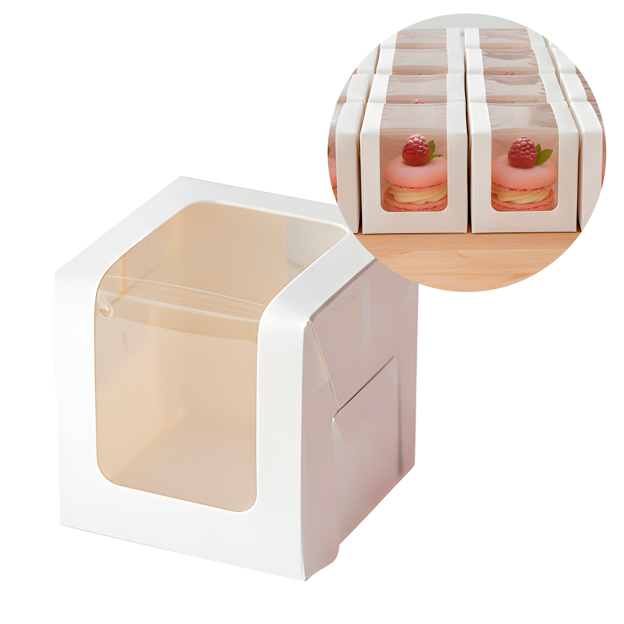 Caja Cajita Blanca Kraft Blanca Velas Dulces Tortas Cupcake Visor 11 X 11 CM 1