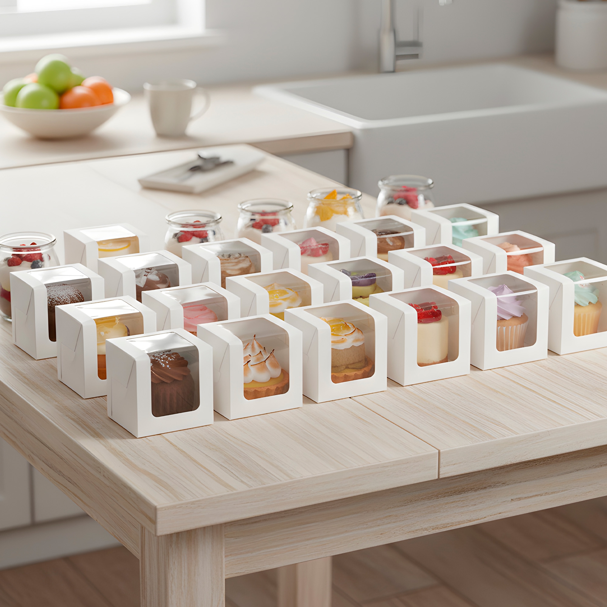 Caja Cajita Blanca Kraft Blanca Velas Dulces Tortas Cupcake Visor 11 X 11 CM 5