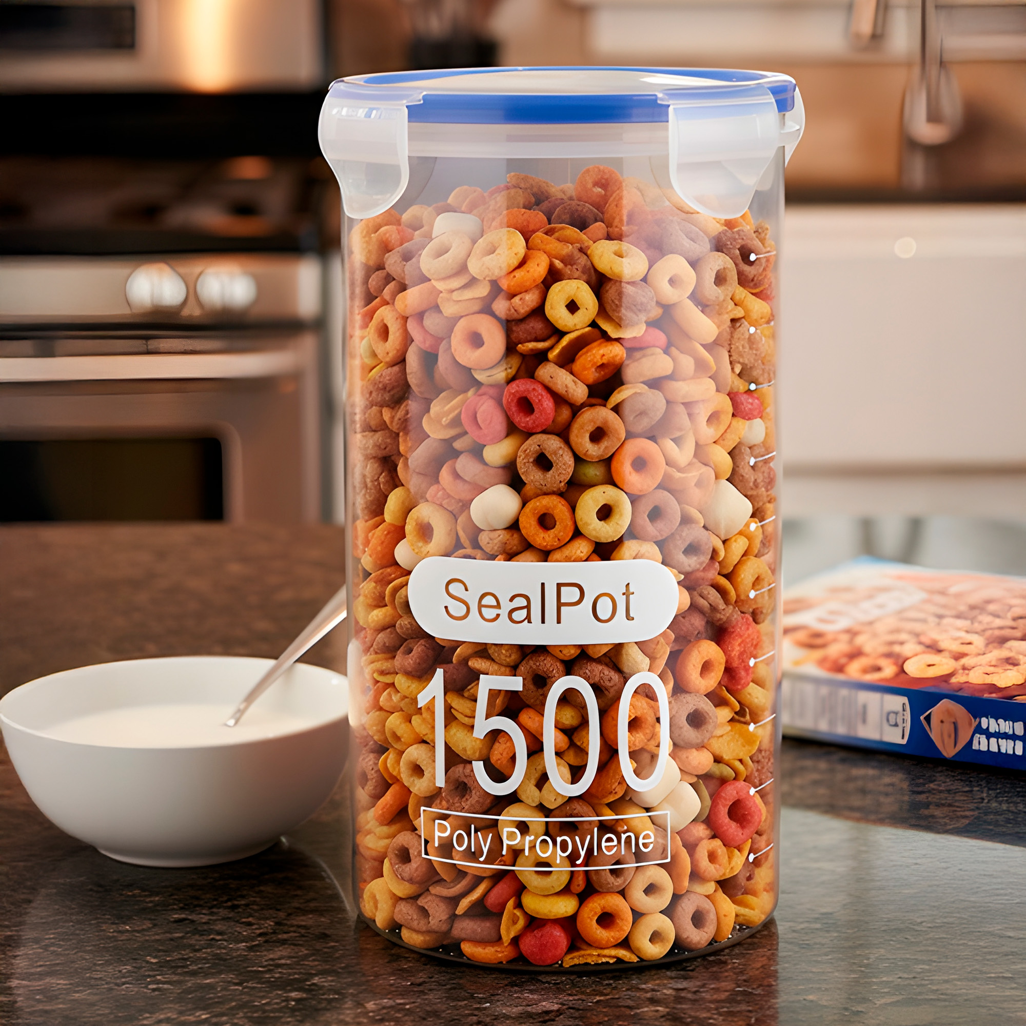 Taper Pote Redondo Hermético 1500ML Plástico Almacenaje bocadillo Snack 3