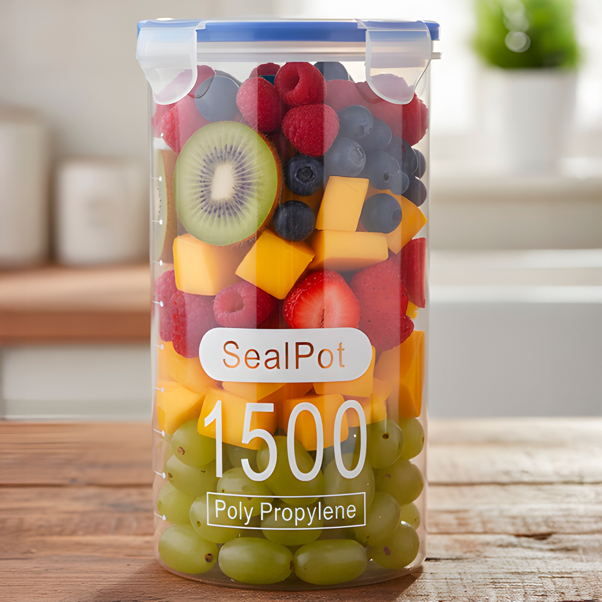 Taper Pote Redondo Hermético 1500ML Plástico Almacenaje bocadillo Snack 4