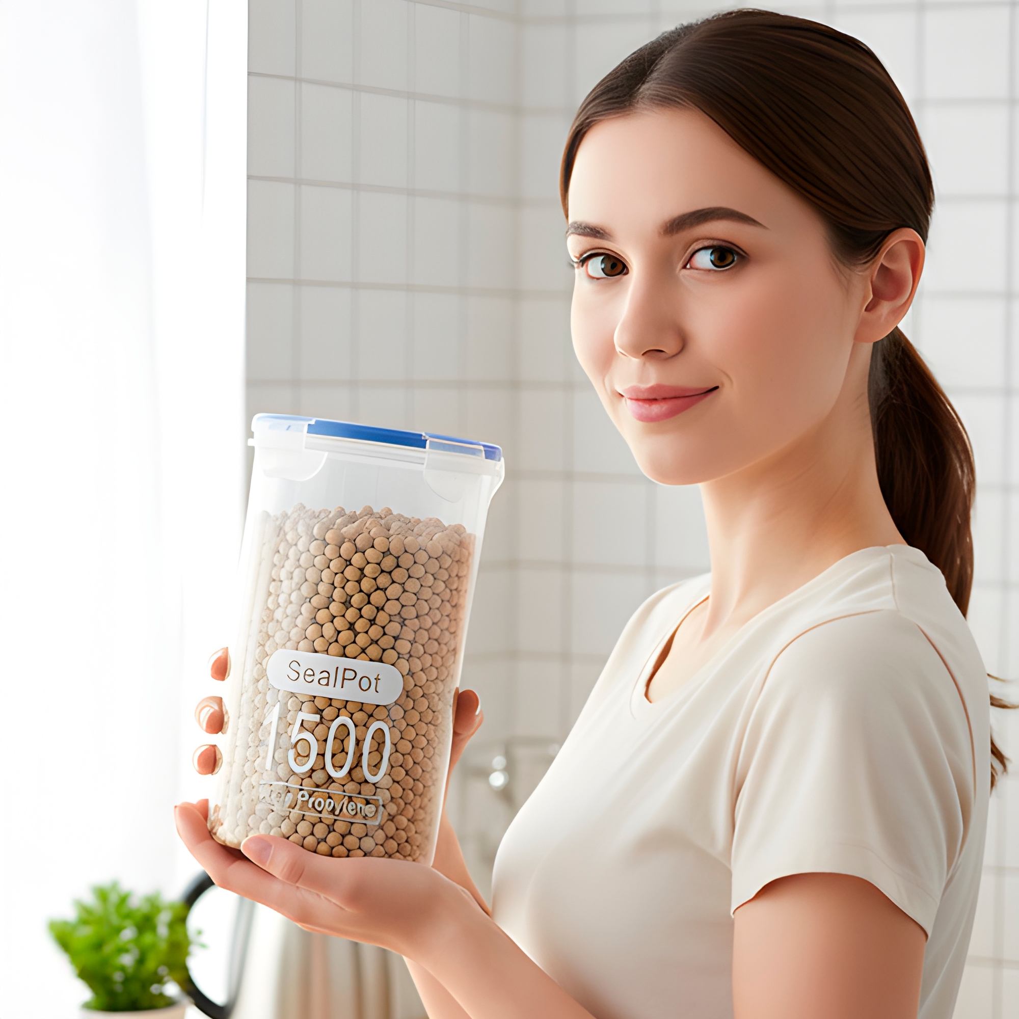 Taper Pote Redondo Hermético 1500ML Plástico Almacenaje bocadillo Snack 10