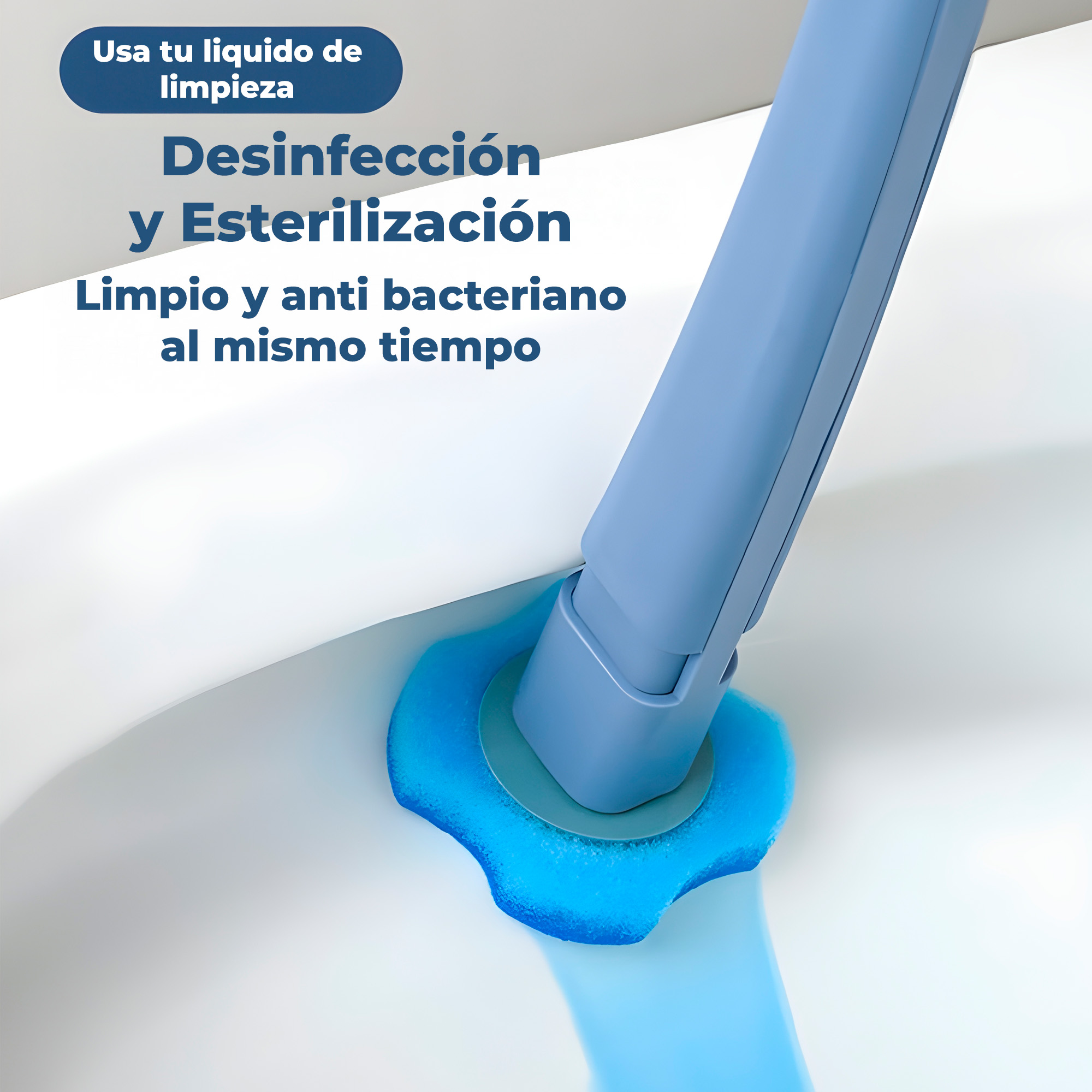 Escobilla Cepillo Baño Limpieza Inodoro + 8 Cabezales Azules 2