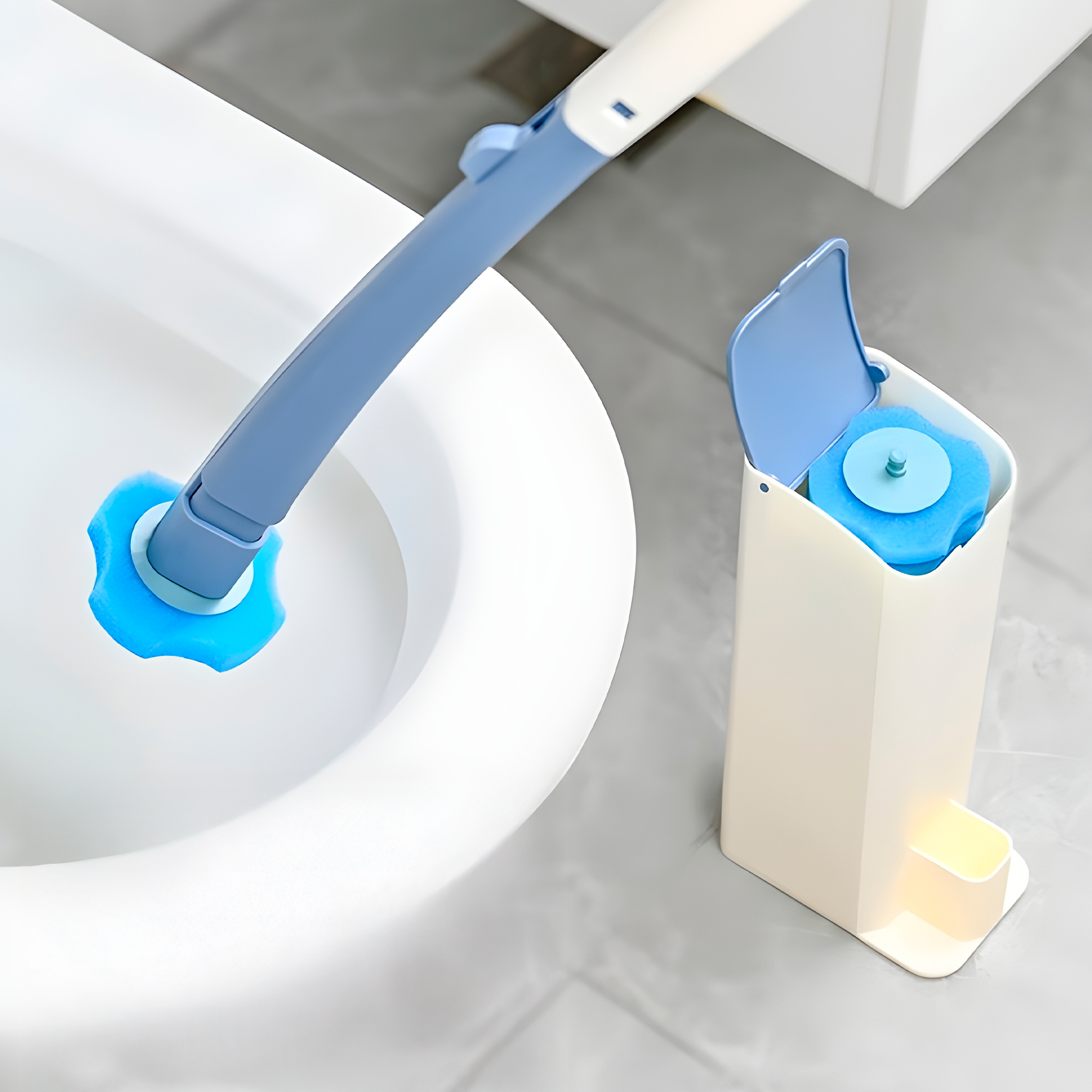 Escobilla Cepillo Baño Limpieza Inodoro + 8 Cabezales Azules 10