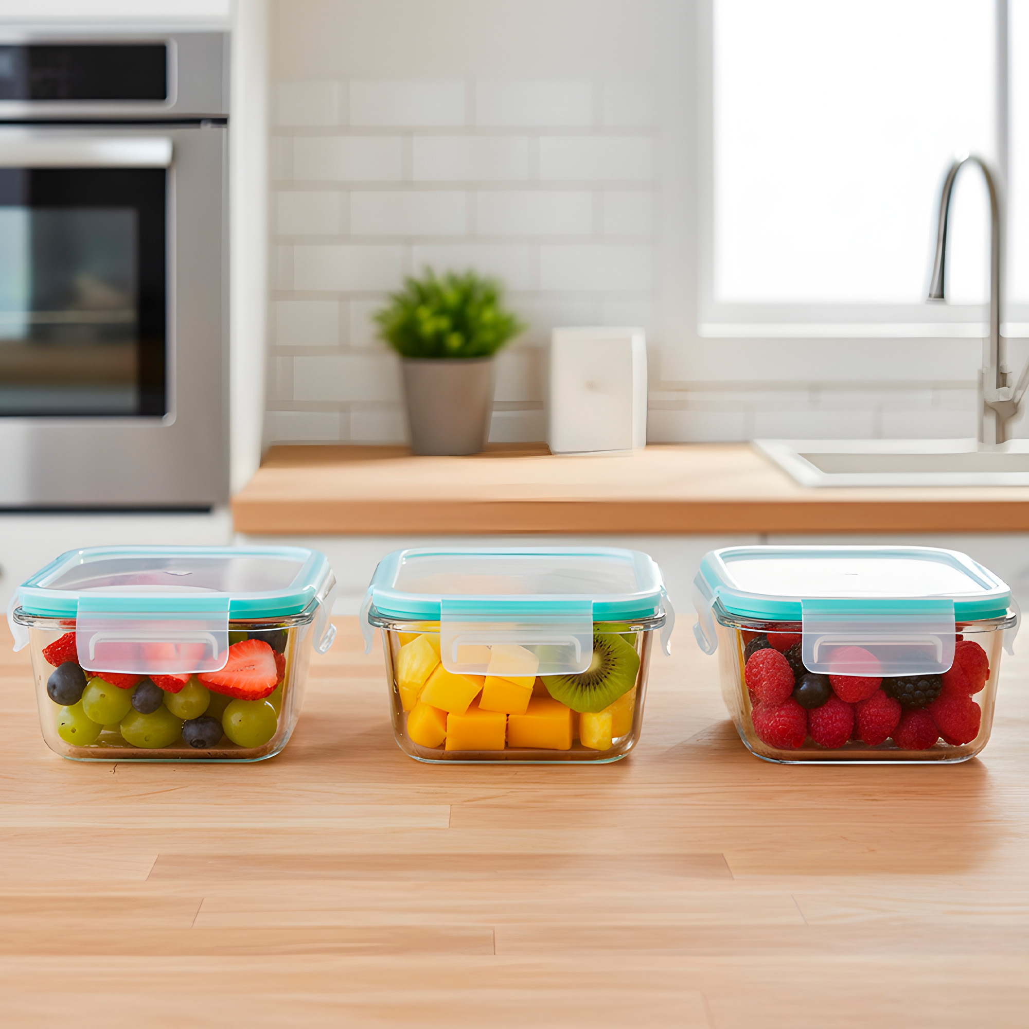 Set 3 Taper Contenedores Herméticos Pote Vidrio Alimento 370 ML 5