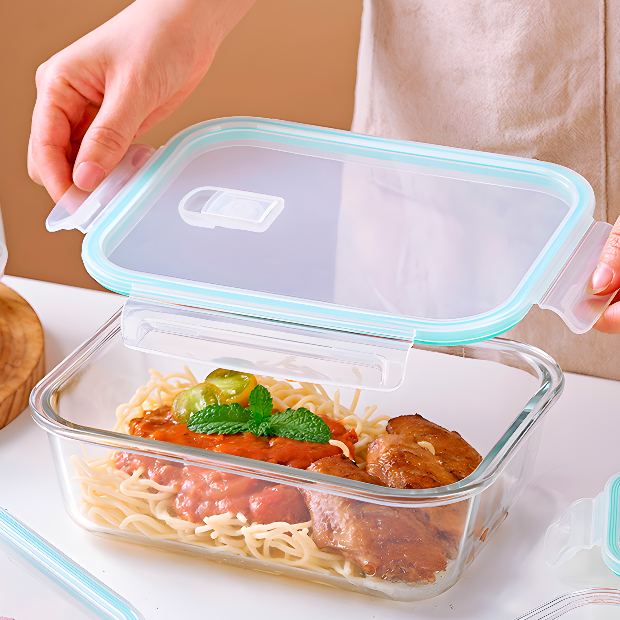 Set 3 Taper Contenedores Herméticos Pote Vidrio Alimento 370 ML 9