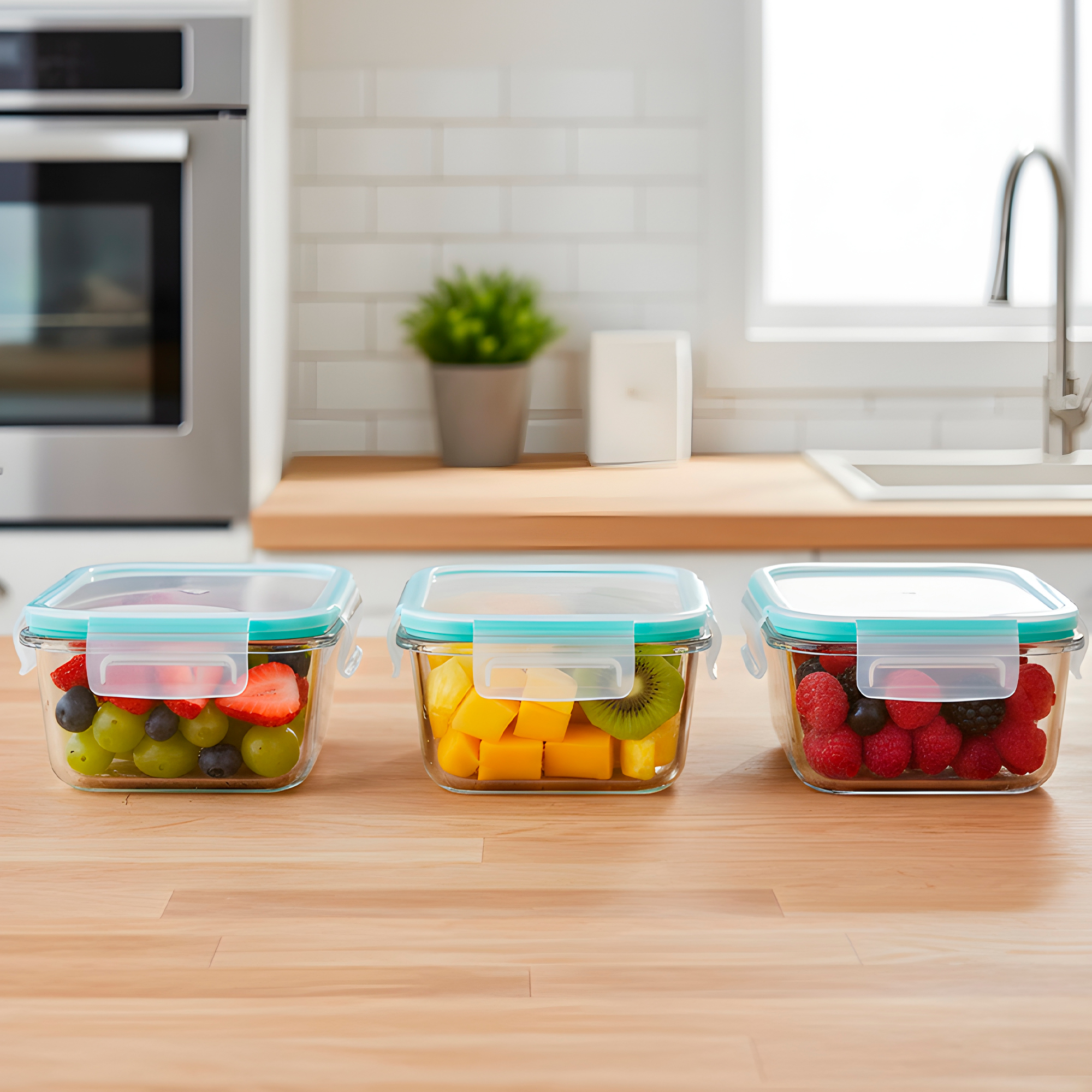 Set 3 Taper Contenedores Herméticos Pote Vidrio Alimento 1040 ML 4