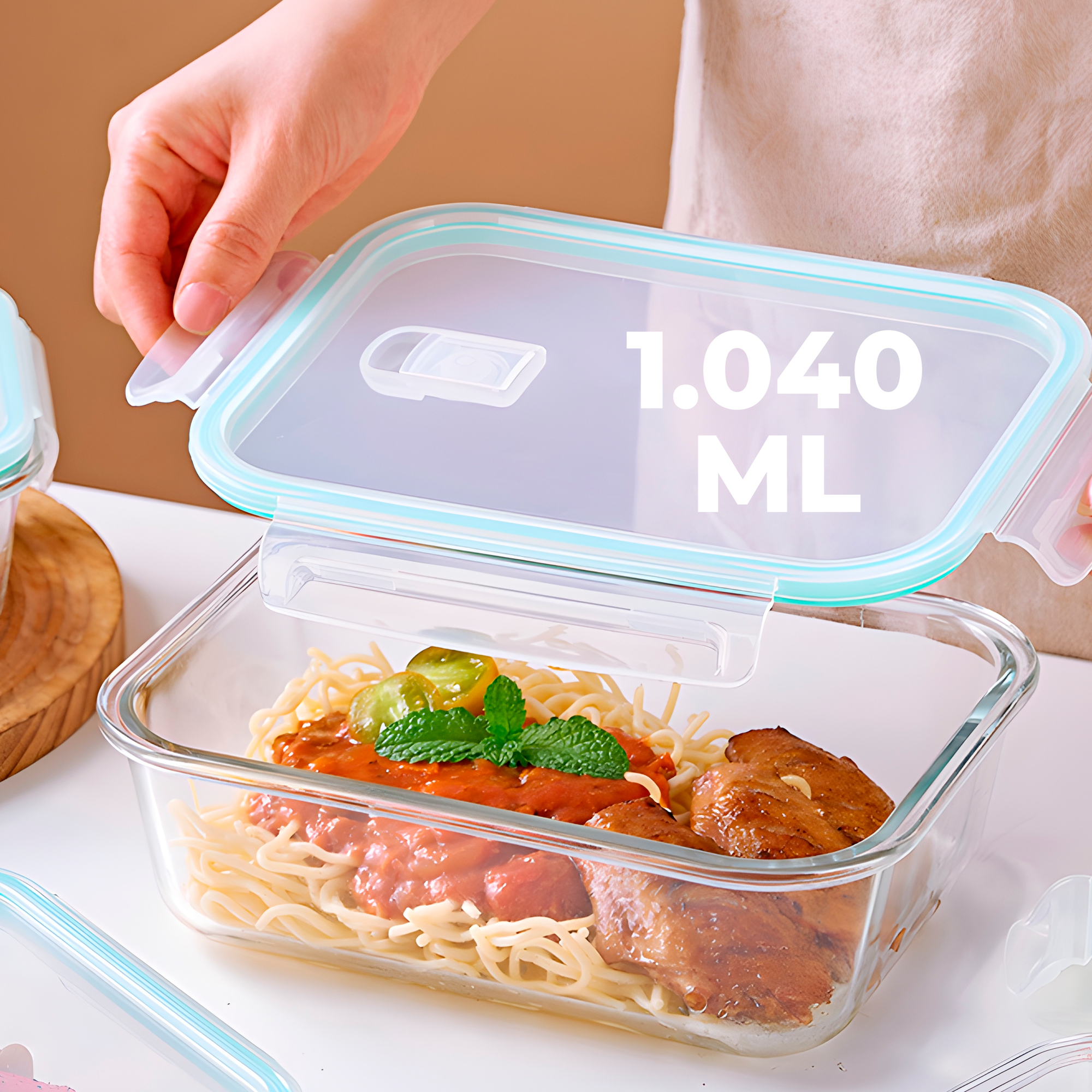 Set 3 Taper Contenedores Herméticos Pote Vidrio Alimento 1040 ML 9