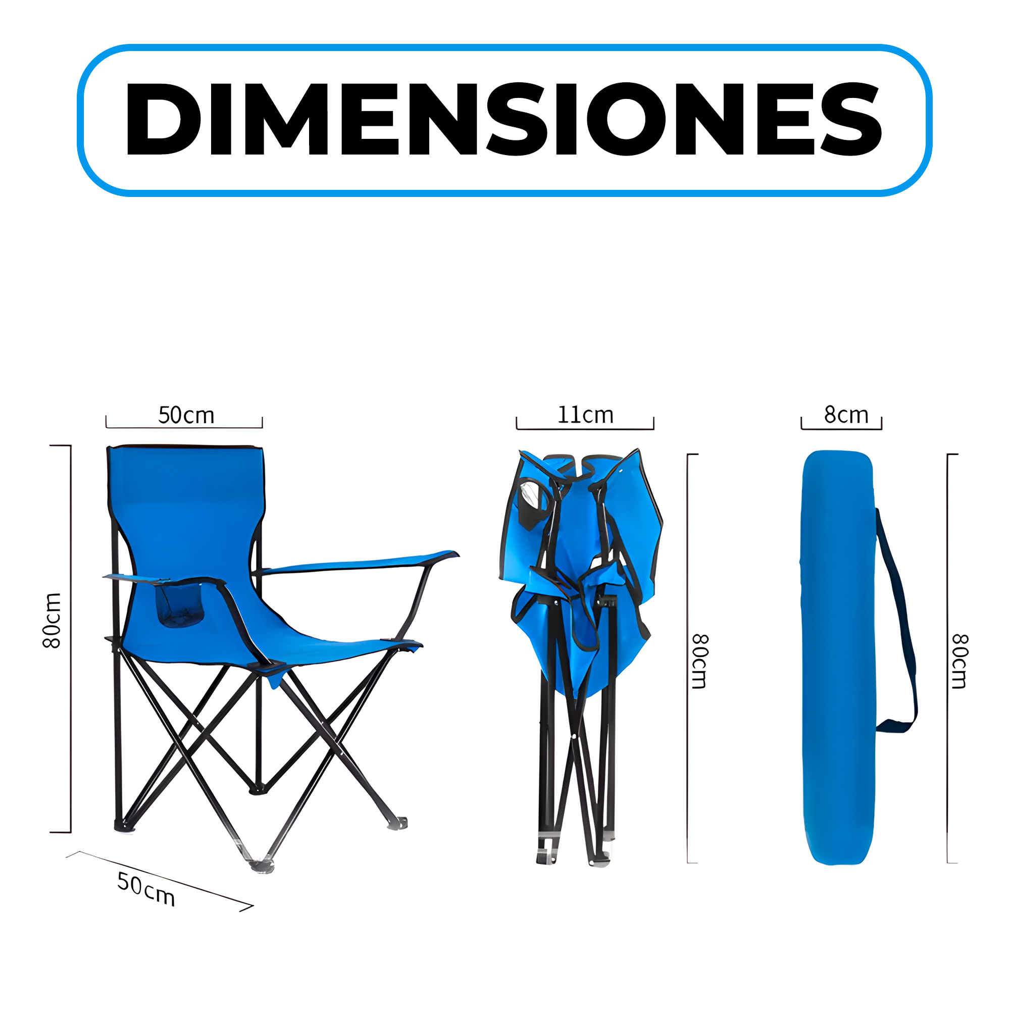 Silla Plegable Playa Exterior Camping Portátil 50X50X80 CM Colores 5