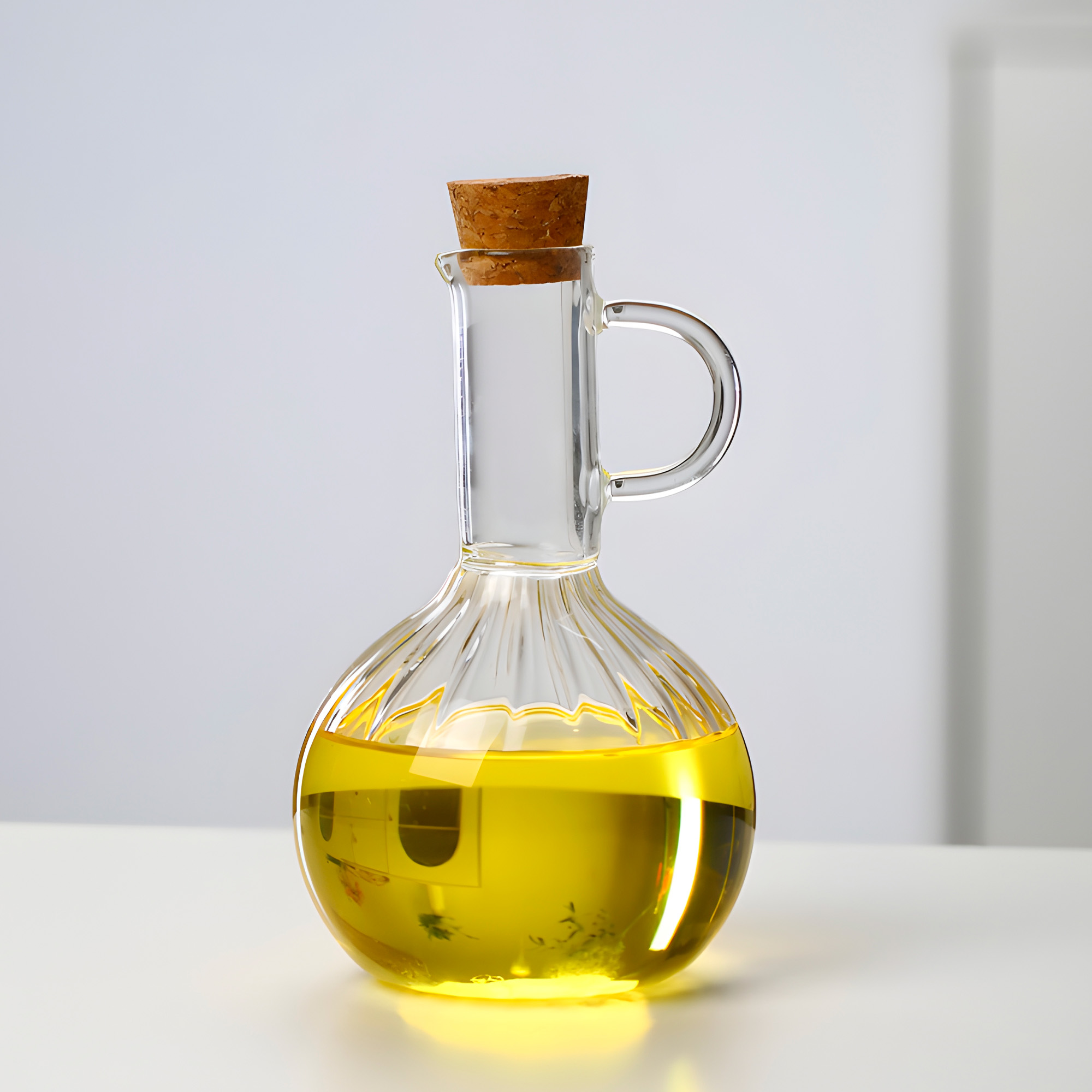 Set Aceitero Dispensadores Aceite Soja y Vinagre Vidrio Tapa Bambú 4