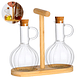 Set Aceitero Dispensadores Aceite Soja y Vinagre Vidrio Tapa Bambú - Miniatura 1