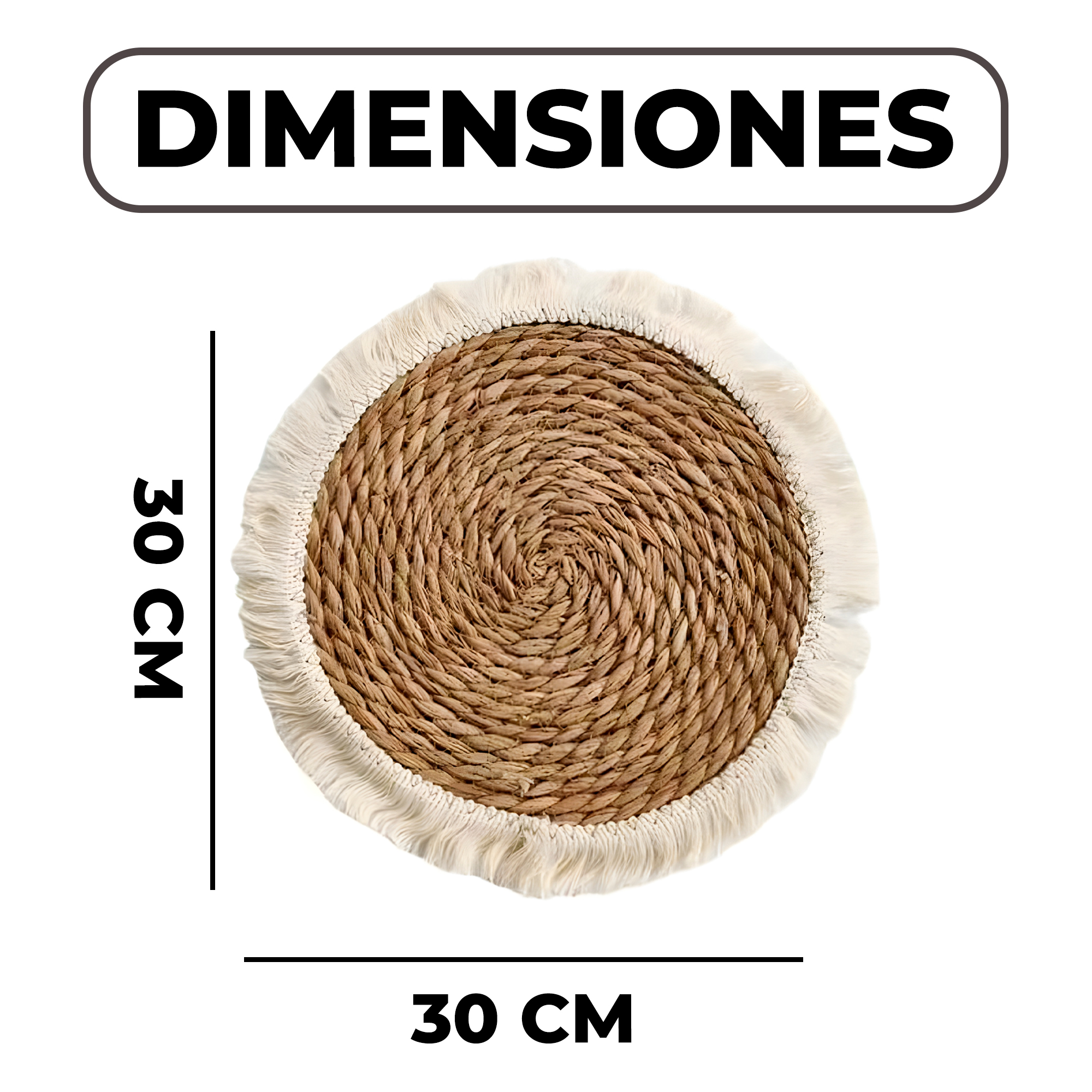 Individual Yute Redondo Comedor Tejido Artesanal 30 CM Beige 2