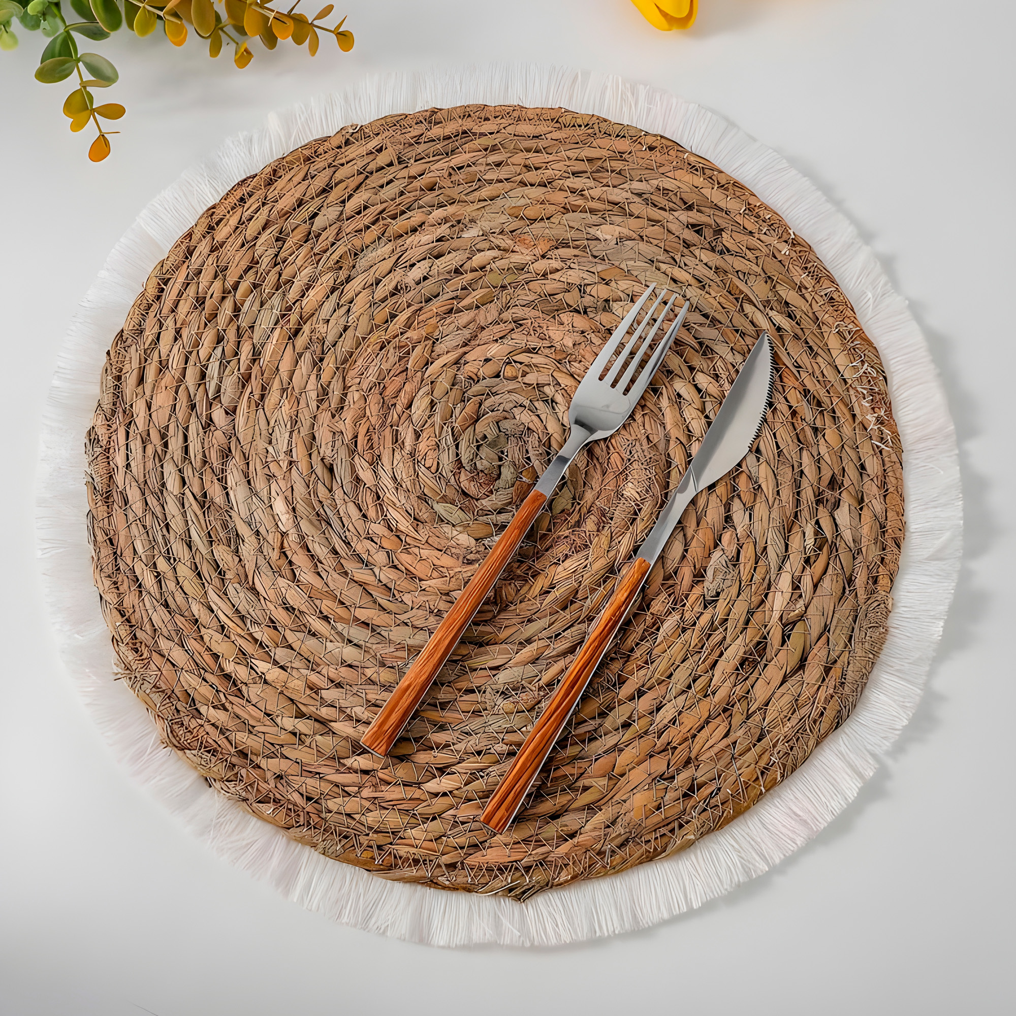 Individual Yute Redondo Comedor Tejido Artesanal 30 CM Beige 8