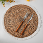 Individual Yute Redondo Comedor Tejido Artesanal 30 CM Beige - Miniatura 8