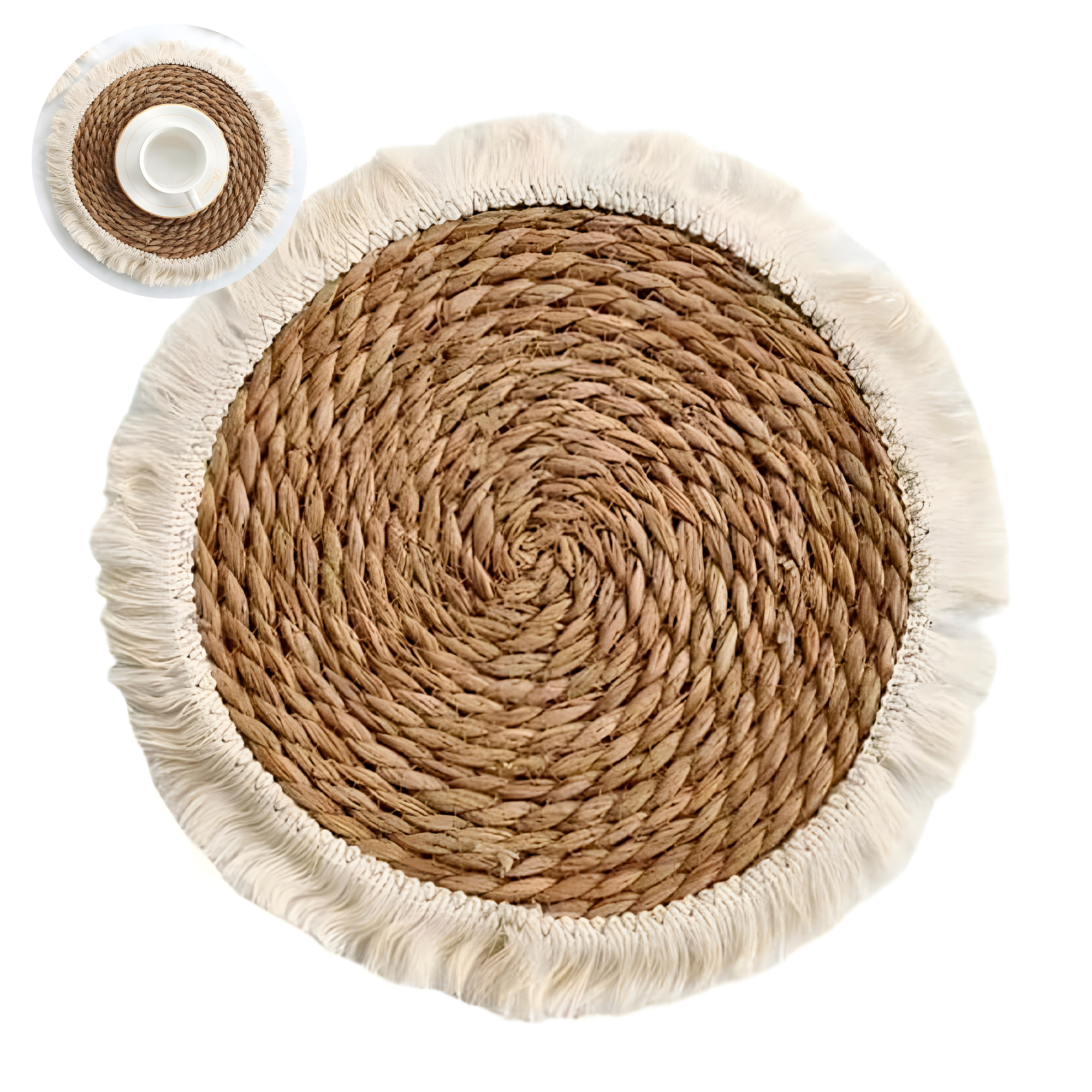 Individual Yute Redondo Comedor Tejido Artesanal 30 CM Beige 1