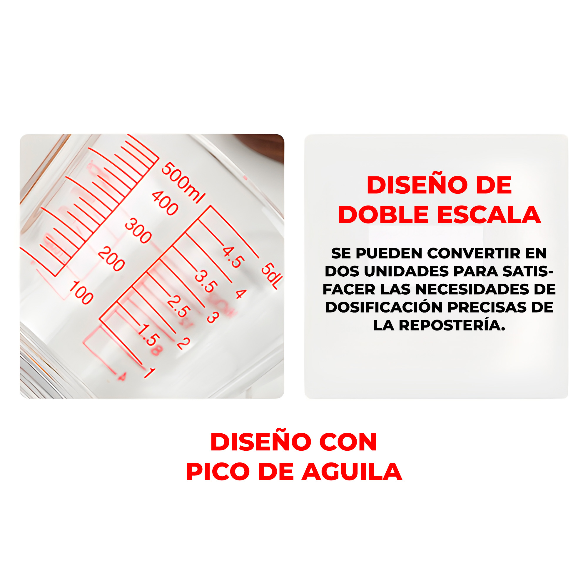 Taza Medidora 500 ML Cocina Vidrio Engrosado Transparente 5