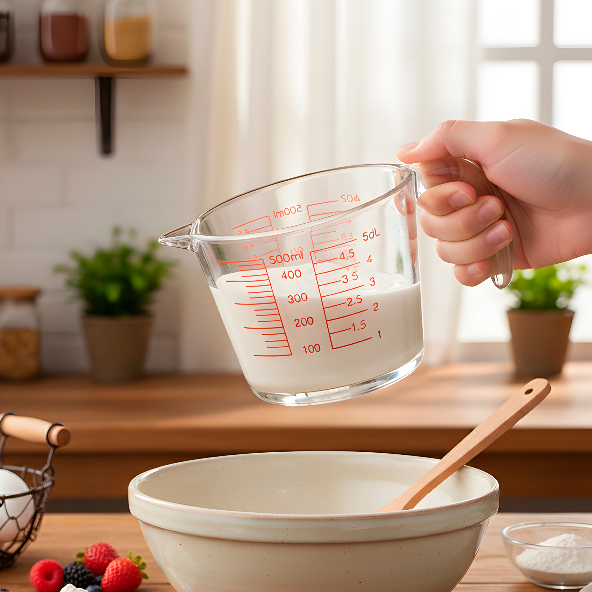 Taza Medidora 500 ML Cocina Vidrio Engrosado Transparente 8