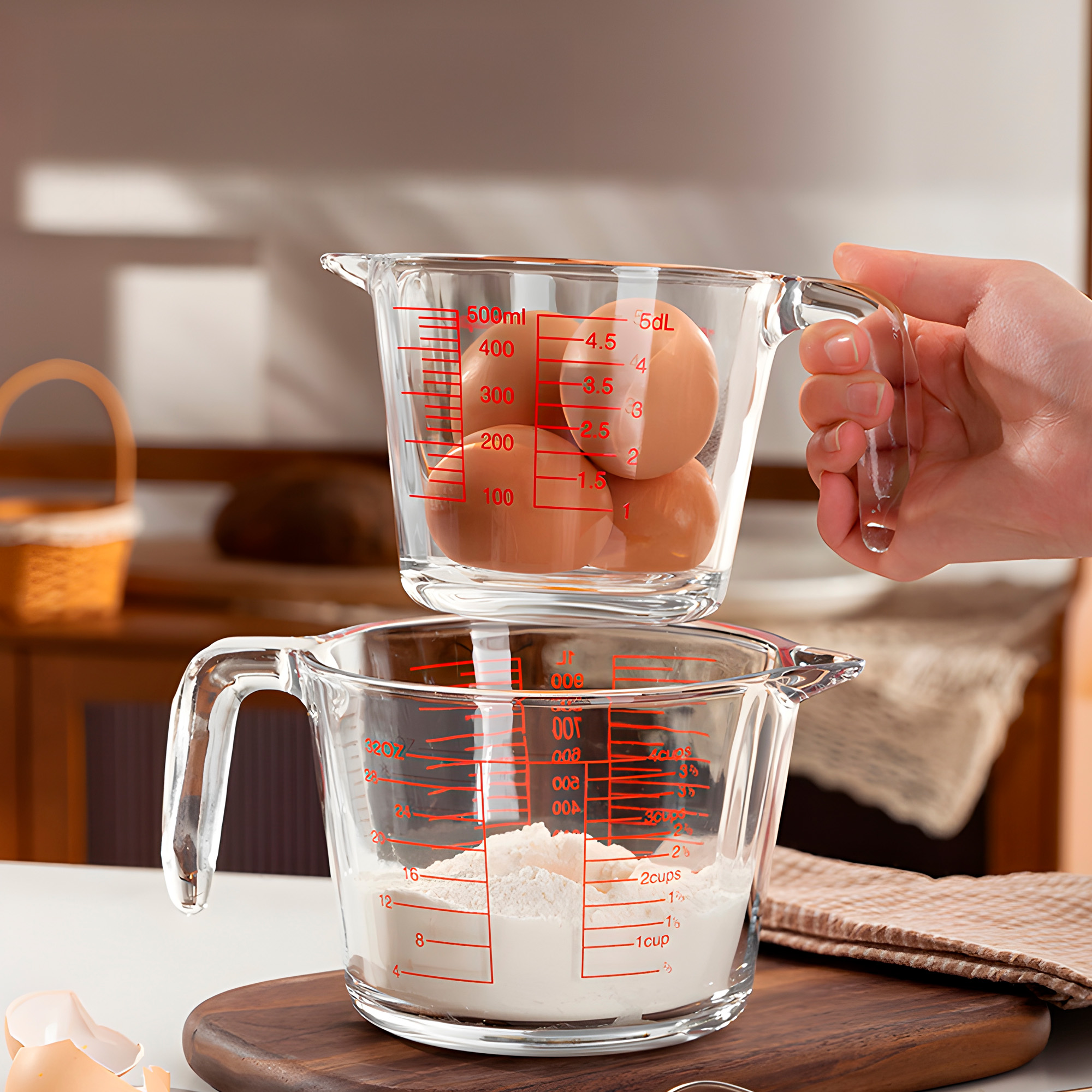 Taza Medidora 500 ML Cocina Vidrio Engrosado Transparente 9