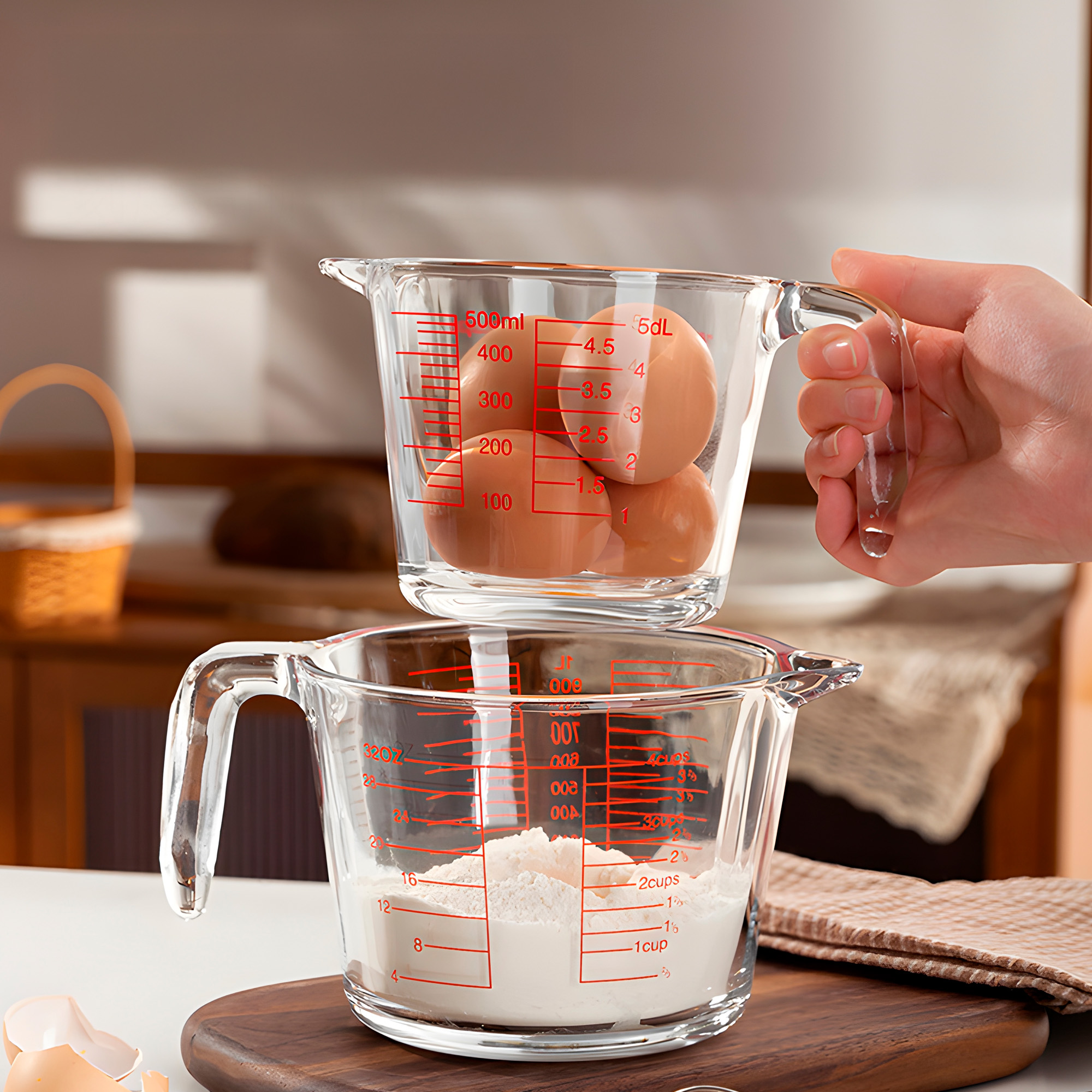 Taza Medidora 1000 ML Cocina Vidrio Engrosado Transparente 4