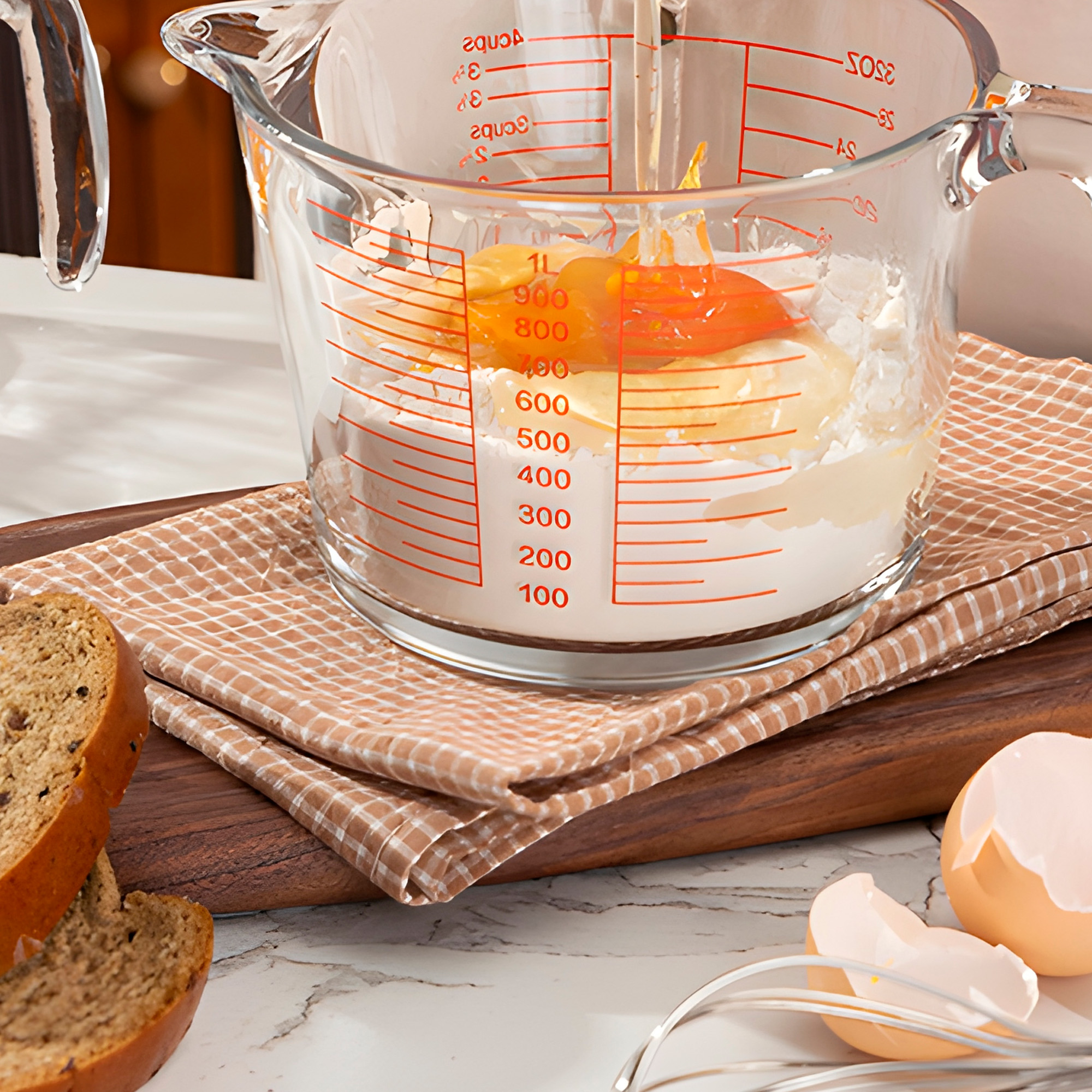 Taza Medidora 1000 ML Cocina Vidrio Engrosado Transparente 5