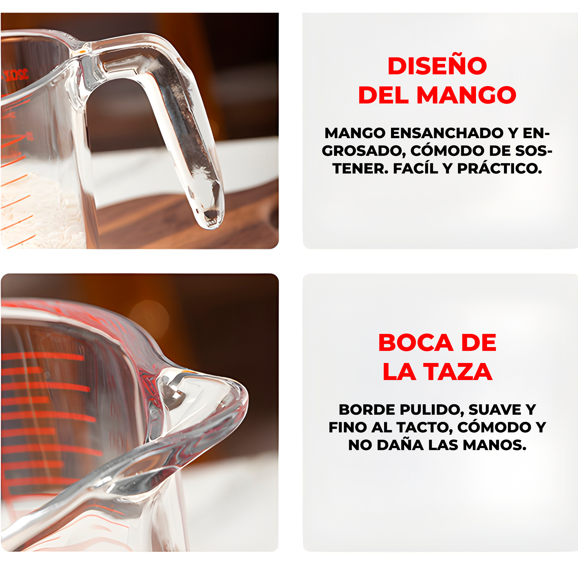 Taza Medidora 1000 ML Cocina Vidrio Engrosado Transparente 3