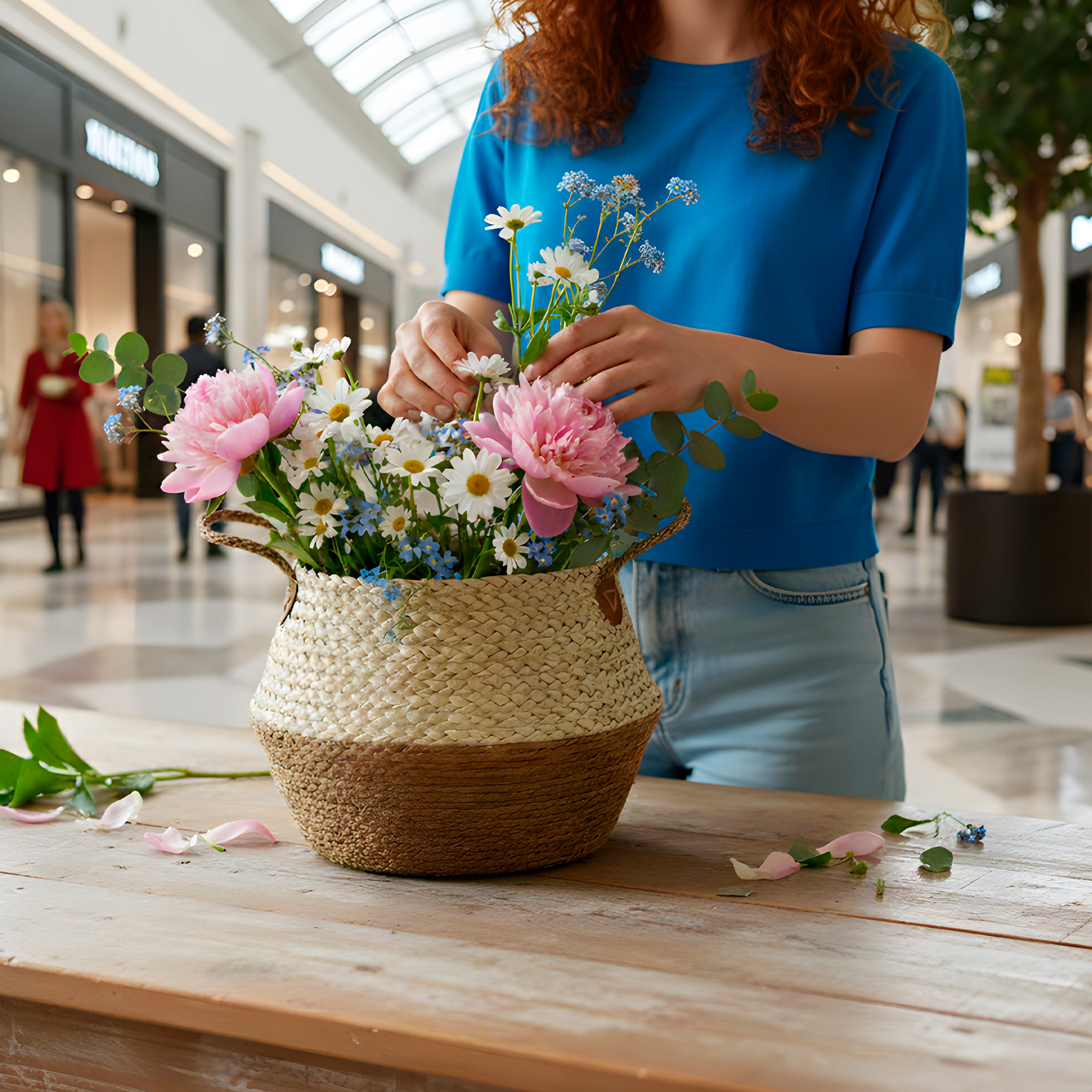 Canasto Macetero Yute Cesta Tejido Beige Hogar 26X22CM 3