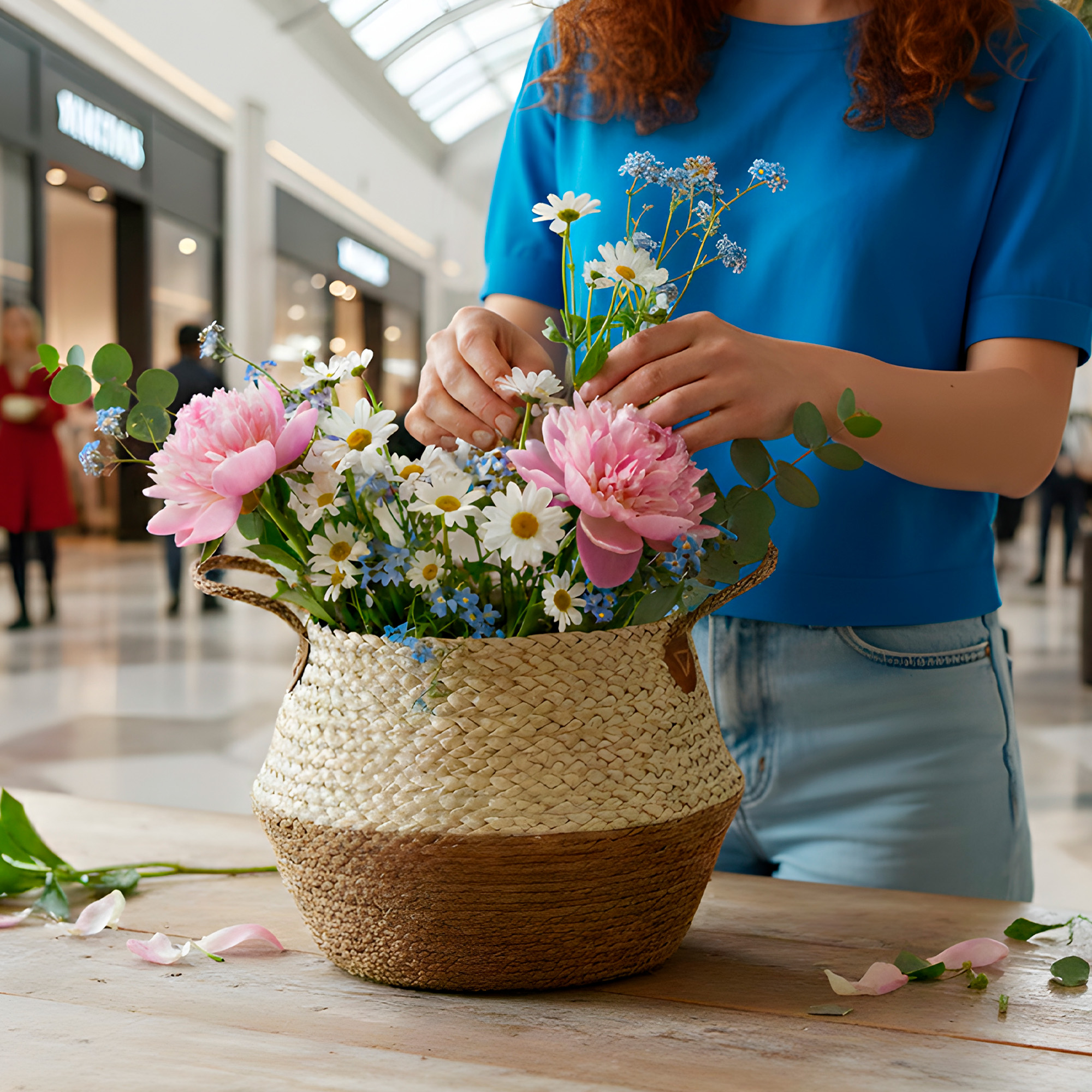 Canasto Macetero Yute Cesta Tejido Beige Hogar 30X29CM 6