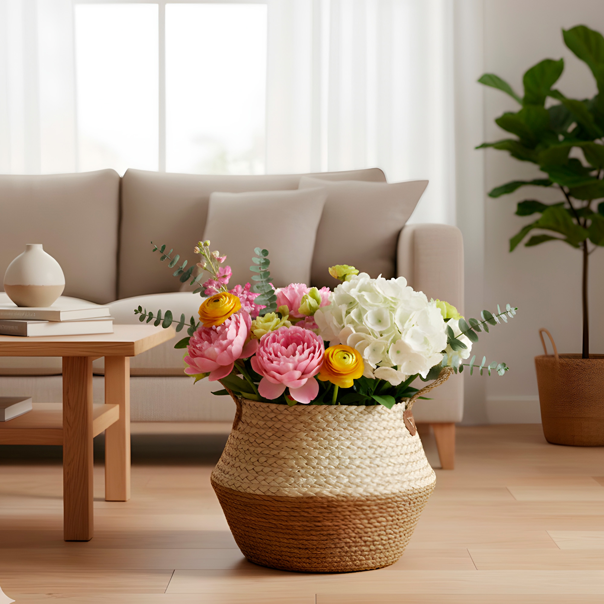 Canasto Macetero Yute Cesta Tejido Beige Hogar 30X29CM 7