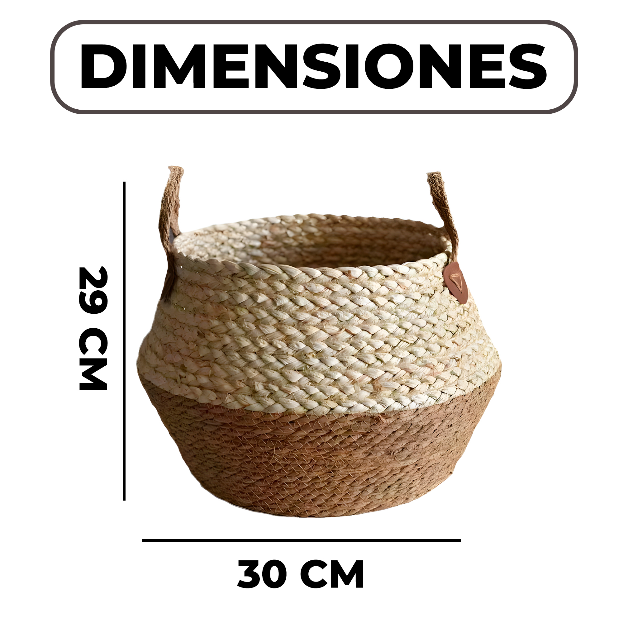 Canasto Macetero Yute Cesta Tejido Beige Hogar 30X29CM 2