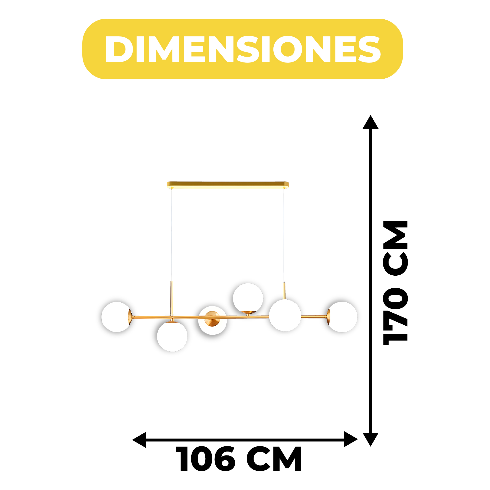 Lámpara Colgante Dorada Techo 6 Luces E27 Led Iluminación 4