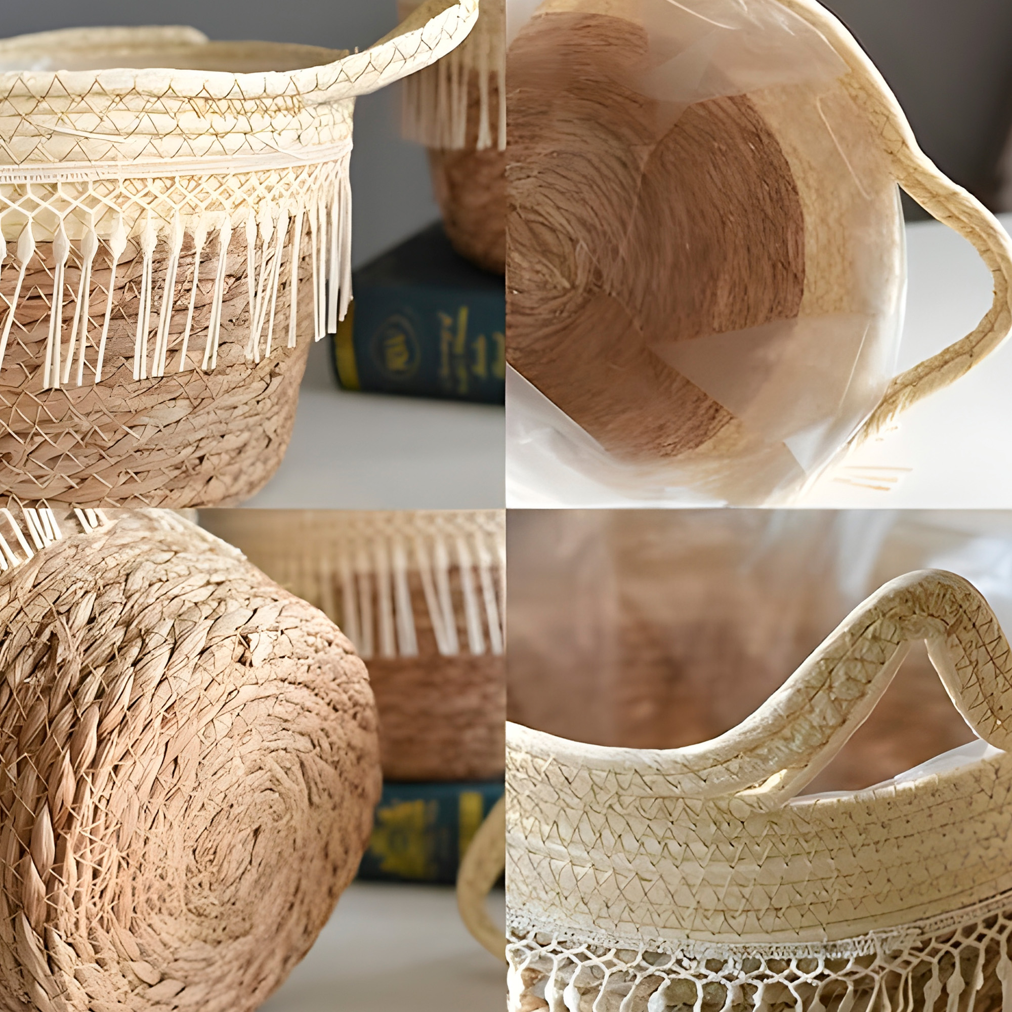 Canasto Macetero Yute Cesta Tejido Beige Hogar 20 X 20 CM 4