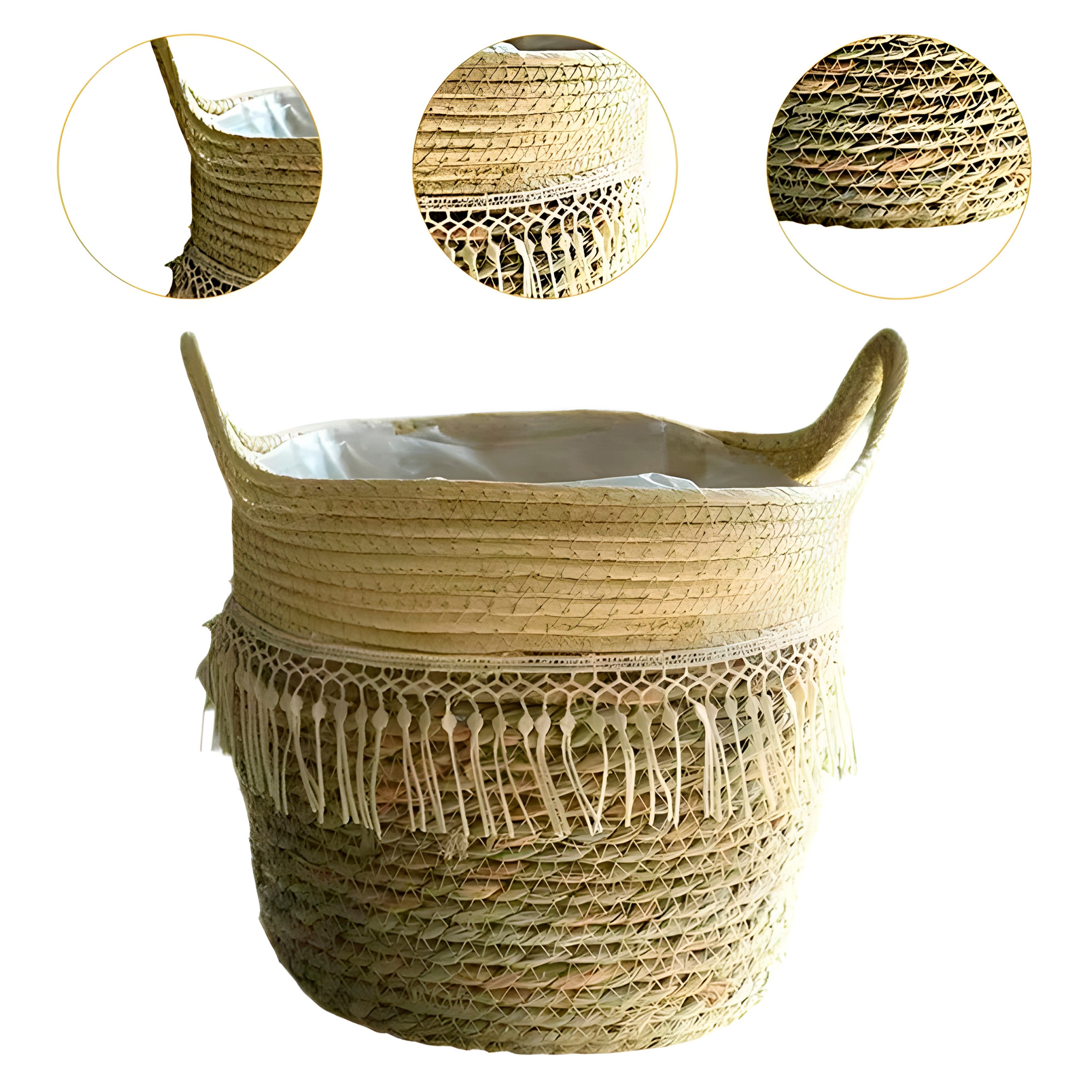 Canasto Macetero Yute Cesta Tejido Beige Hogar 20 X 20 CM 3