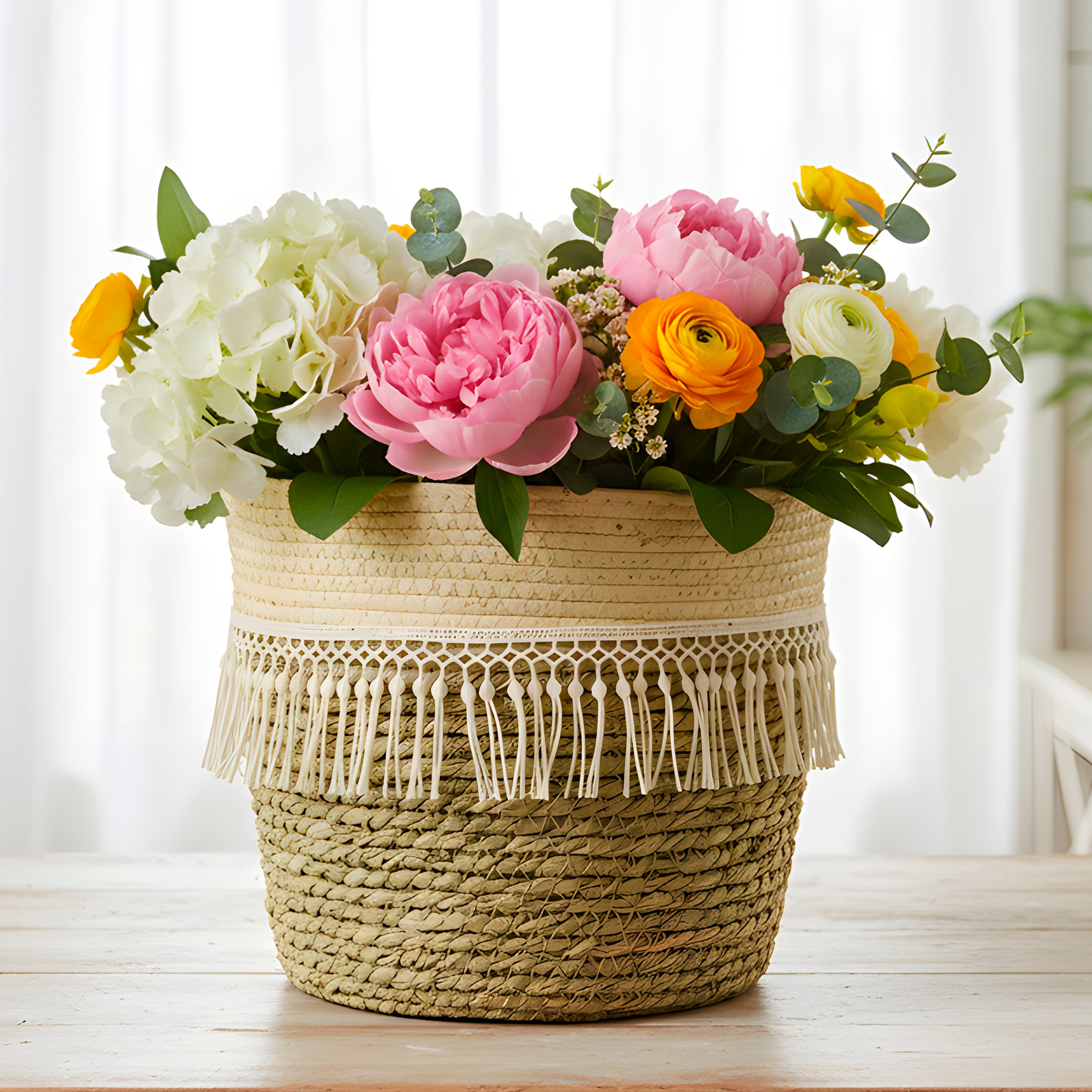 Canasto Macetero Yute Cesta Tejido Beige Hogar 20 X 20 CM 8